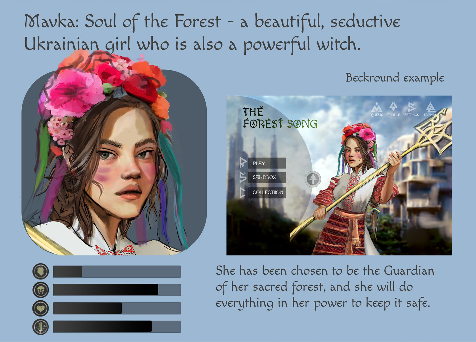 here i thought about a background and her icon.