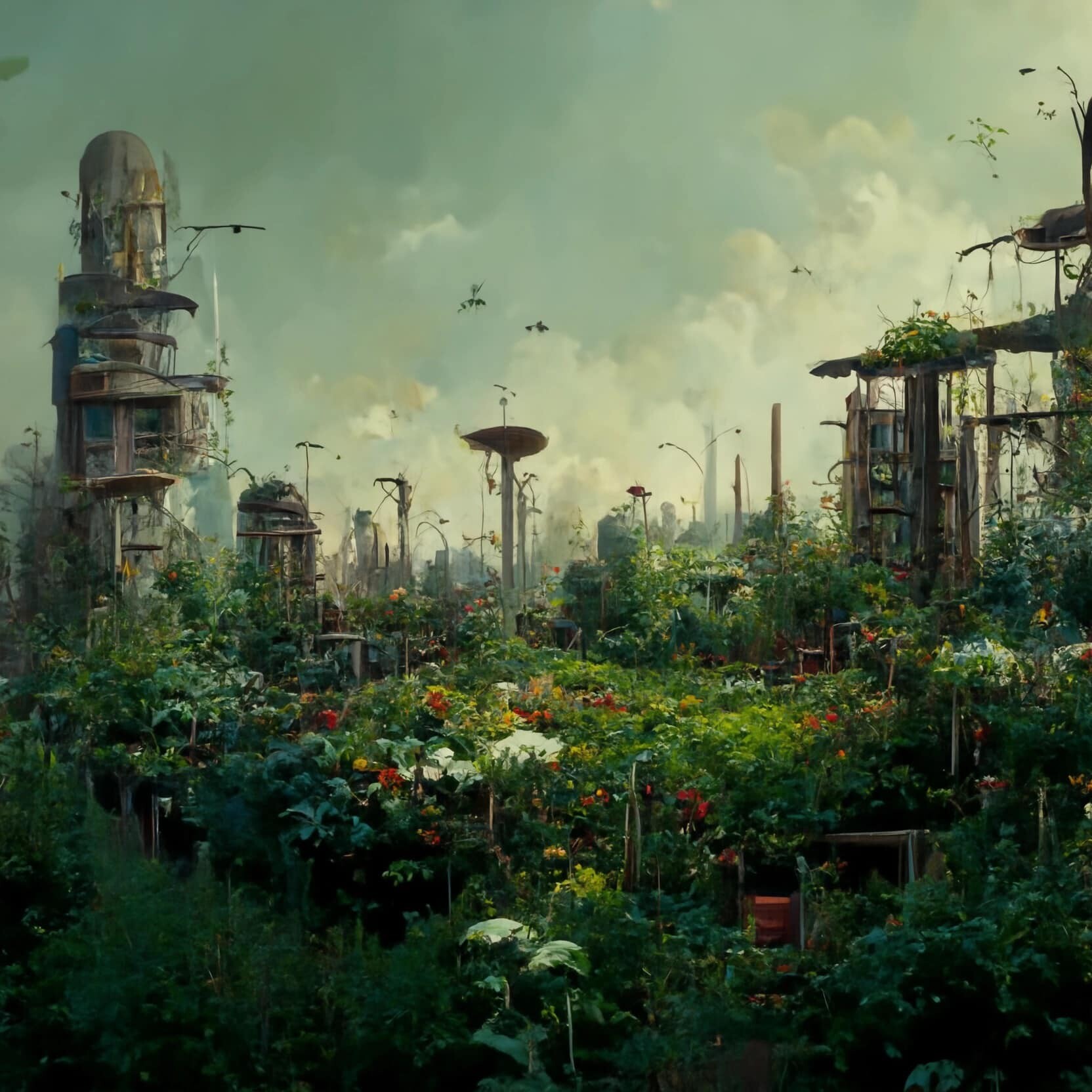 Artstation post apocalyptic garden