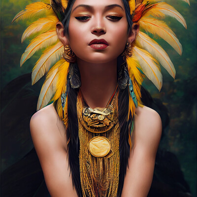 Windwatercloud troberts4 hyper realistic tribal goddess wearing macaw feathers def6a3c3 2b25 40e2 ba13 00d7f12e0790