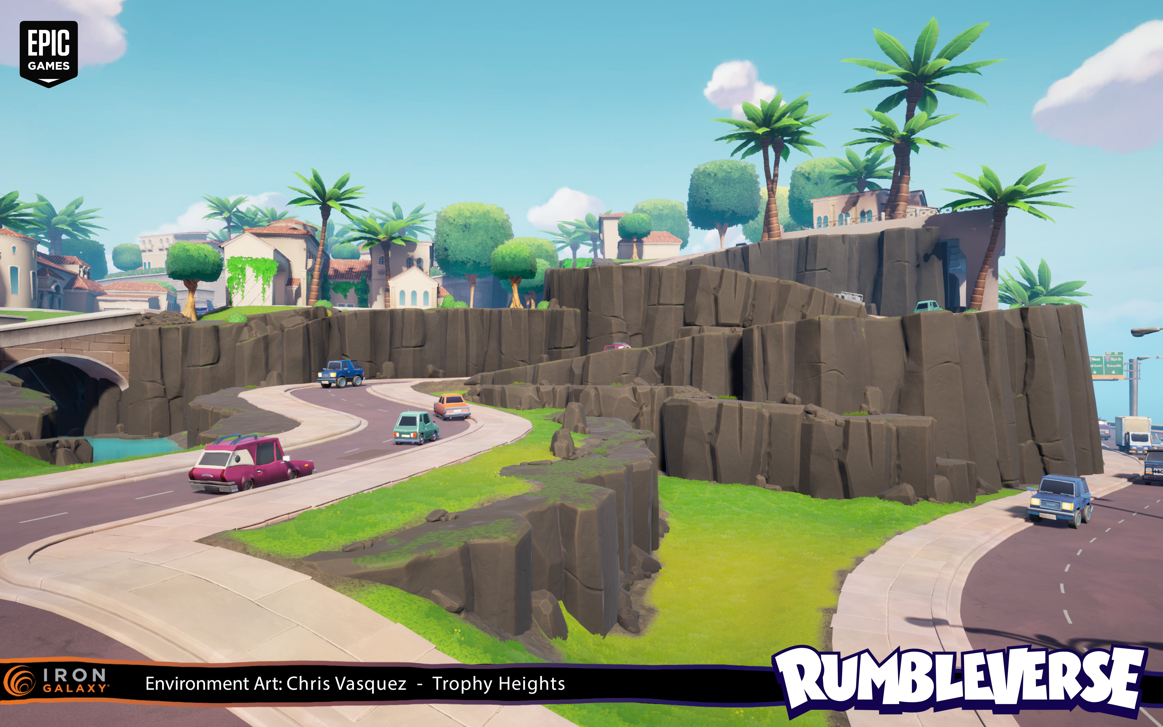 Cliffs in-game, set dressing - road materials, vertex painting, decal &amp; landscape passes. 