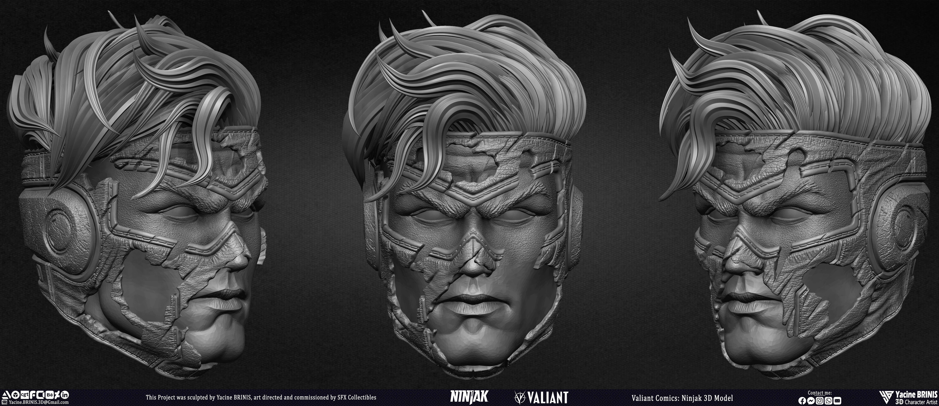 Ninjak Valiant Comics sculpted by Yacine BRINIS 016 Head real time face