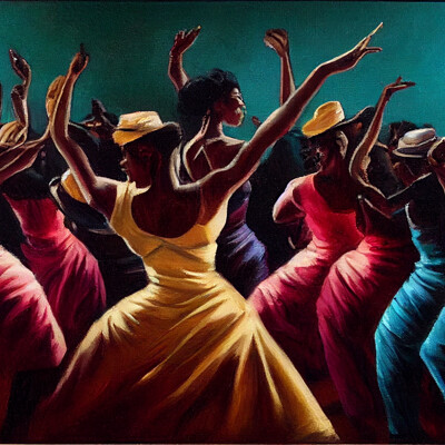 Windwatercloud troberts4 oil painting of african american dancers at a crowded abd9ebd9 1756 48c4 b676 d75bdc59b412