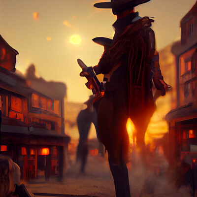 Windwatercloud troberts4 gunslinger cowboy duel at sunset outside a saloon unr fc62fe3b 5c90 4131 bf22 6a375317a7d6