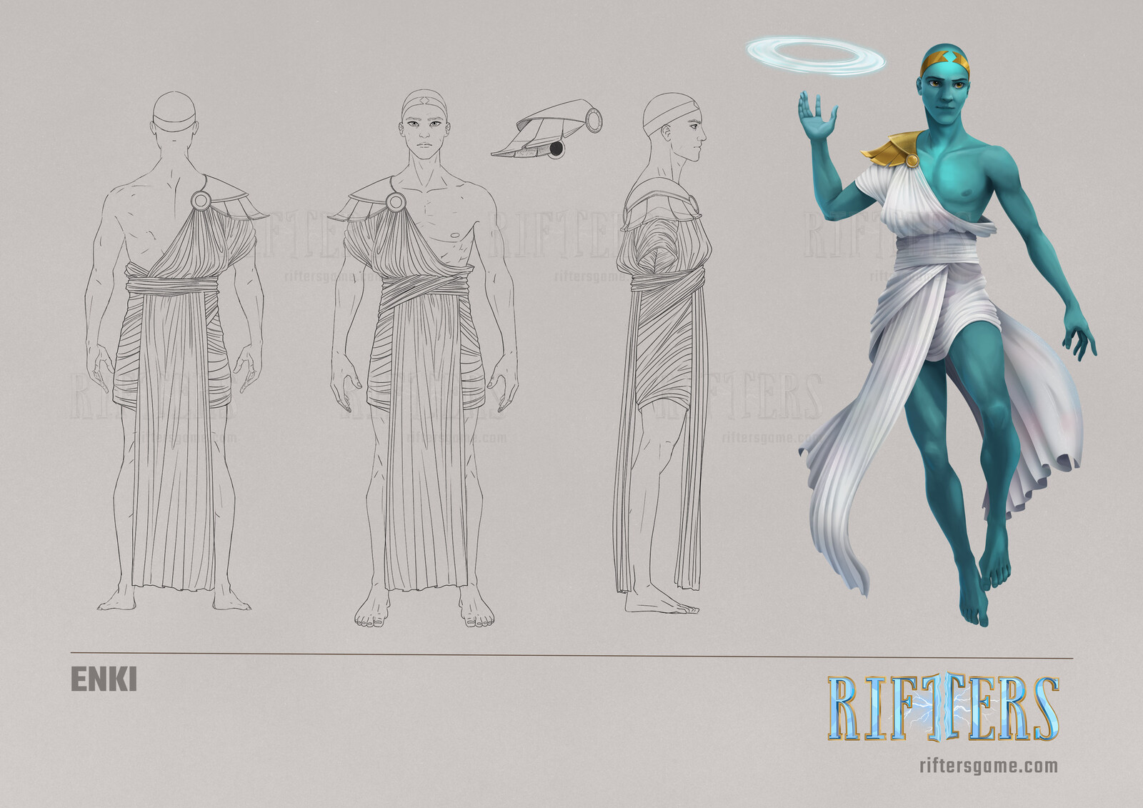 Enki my dear toga wearing titan. It took a lot of research and testing to figure out how to properly put on a toga, and then make a different version that was still physically possible to put on from a single piece of fabric. 