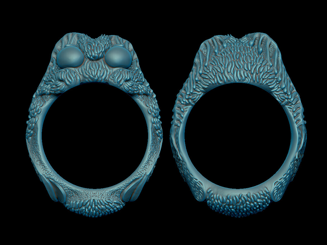 ZBrush render of the fuzzy moth ring design