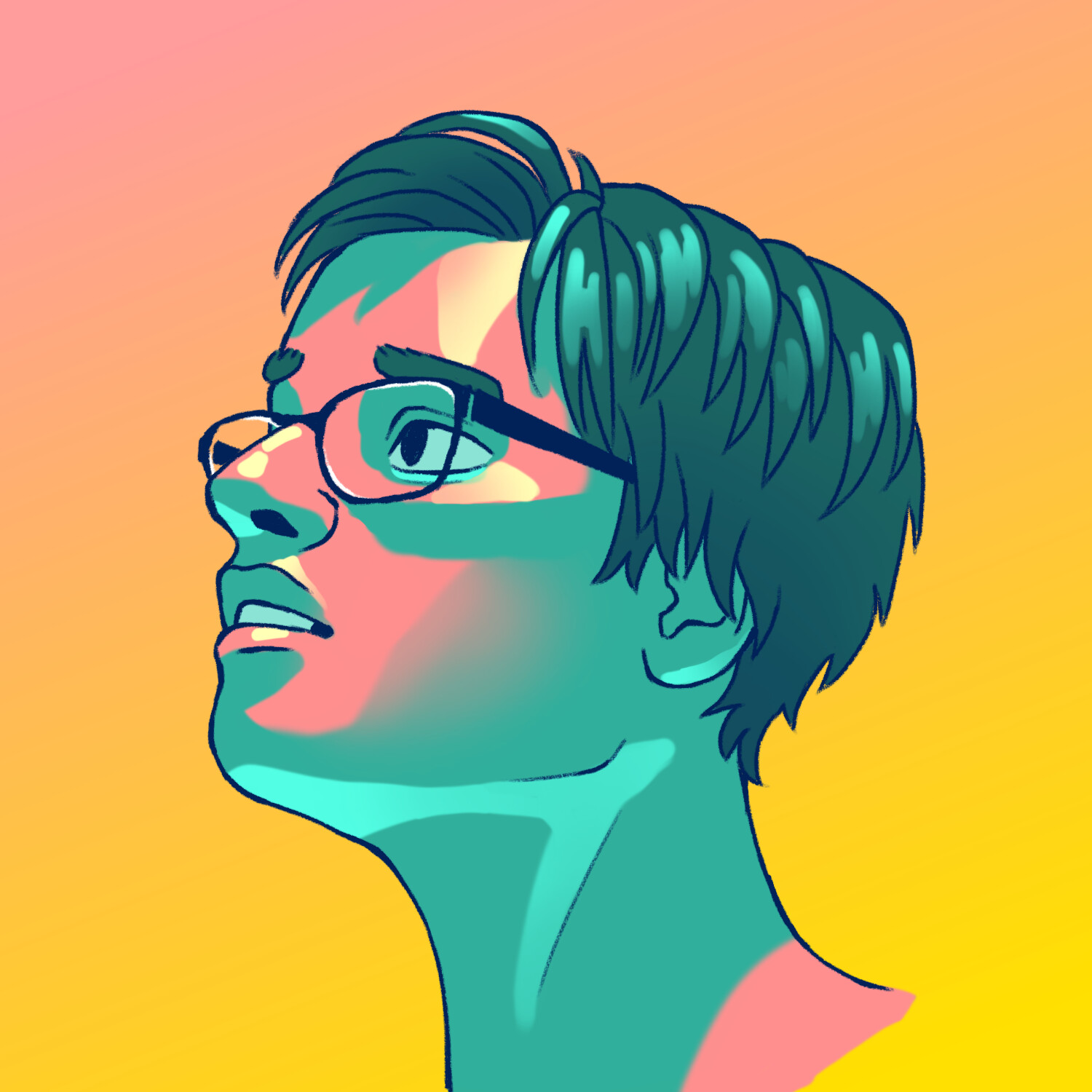 ArtStation - Funky-colored self portrait