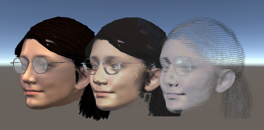 created a tool in unity that orthographically captures a 3D model and transforms it into layered sprites that can be post processed in Blender's compositor