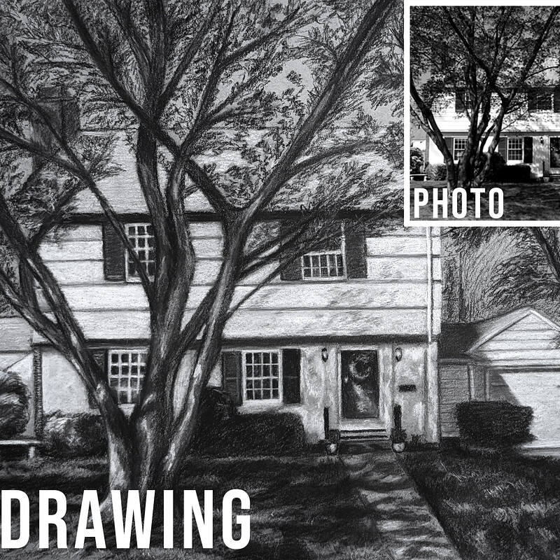 House Commissions Photo Vs Drawing