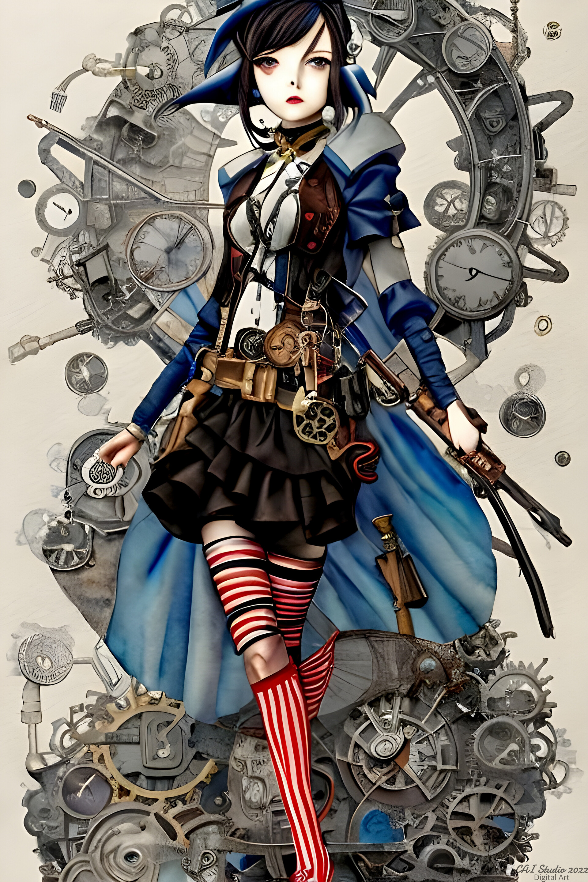 steampunk anime girl inventor