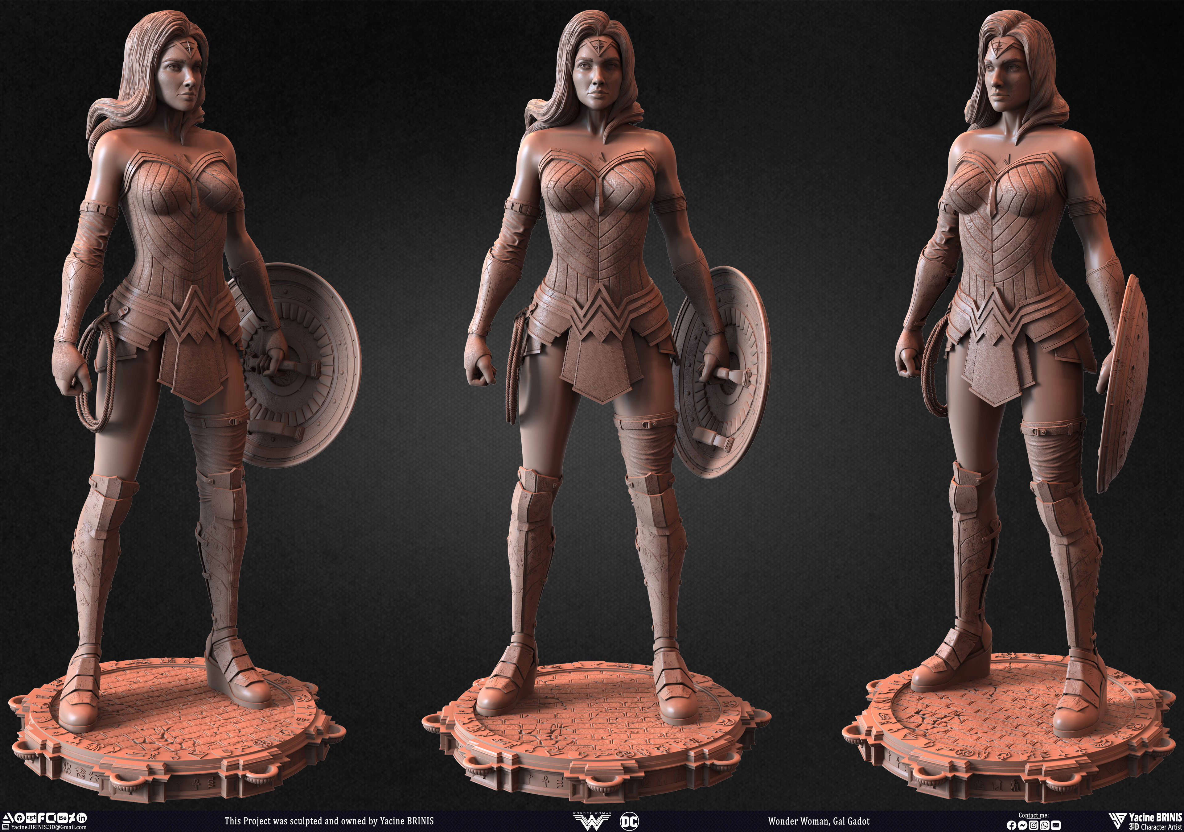 Wonder Woman Gal Gadot 3D Model sculpted by Yacine BRINIS 002