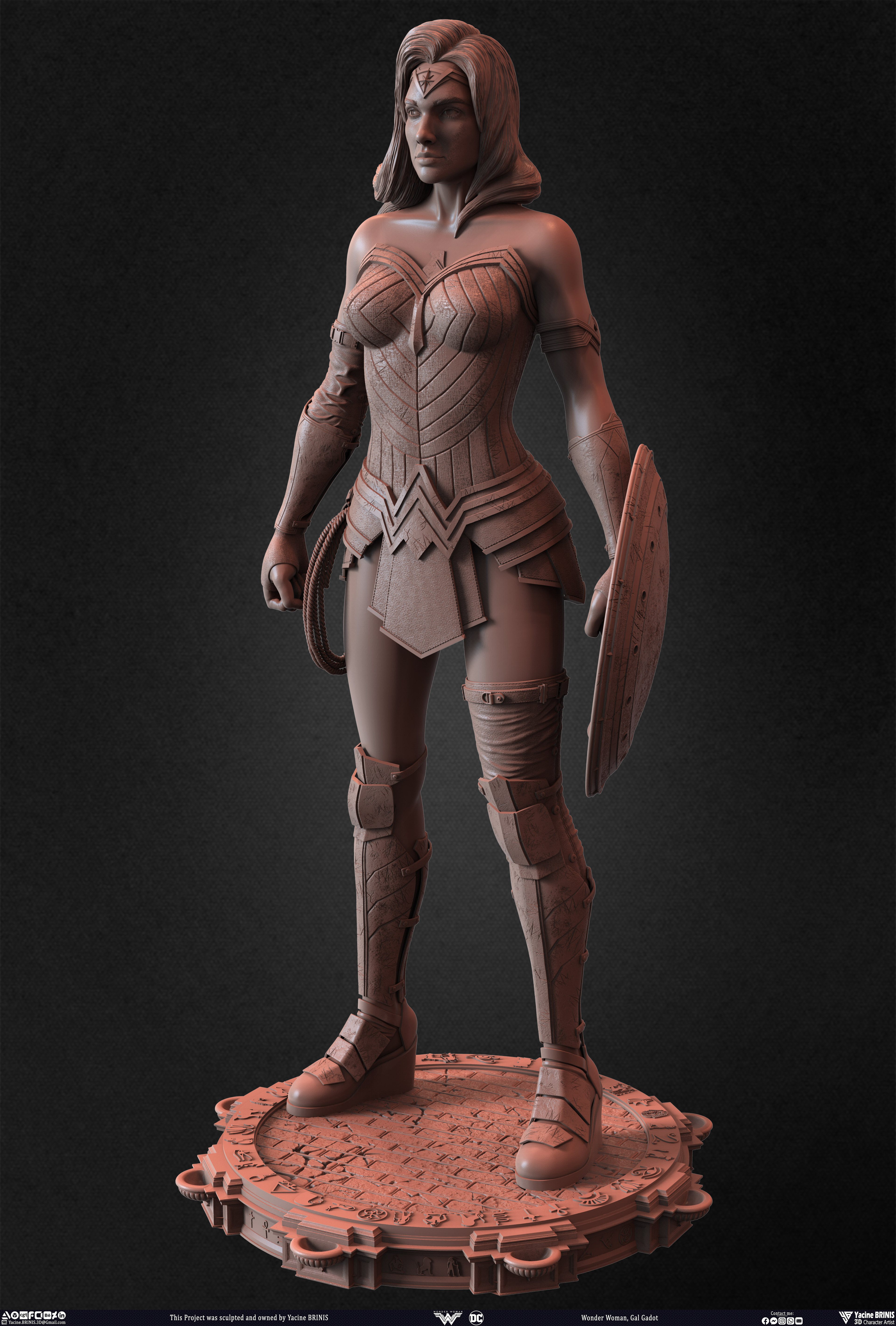 Wonder Woman Gal Gadot 3D Model sculpted by Yacine BRINIS 004