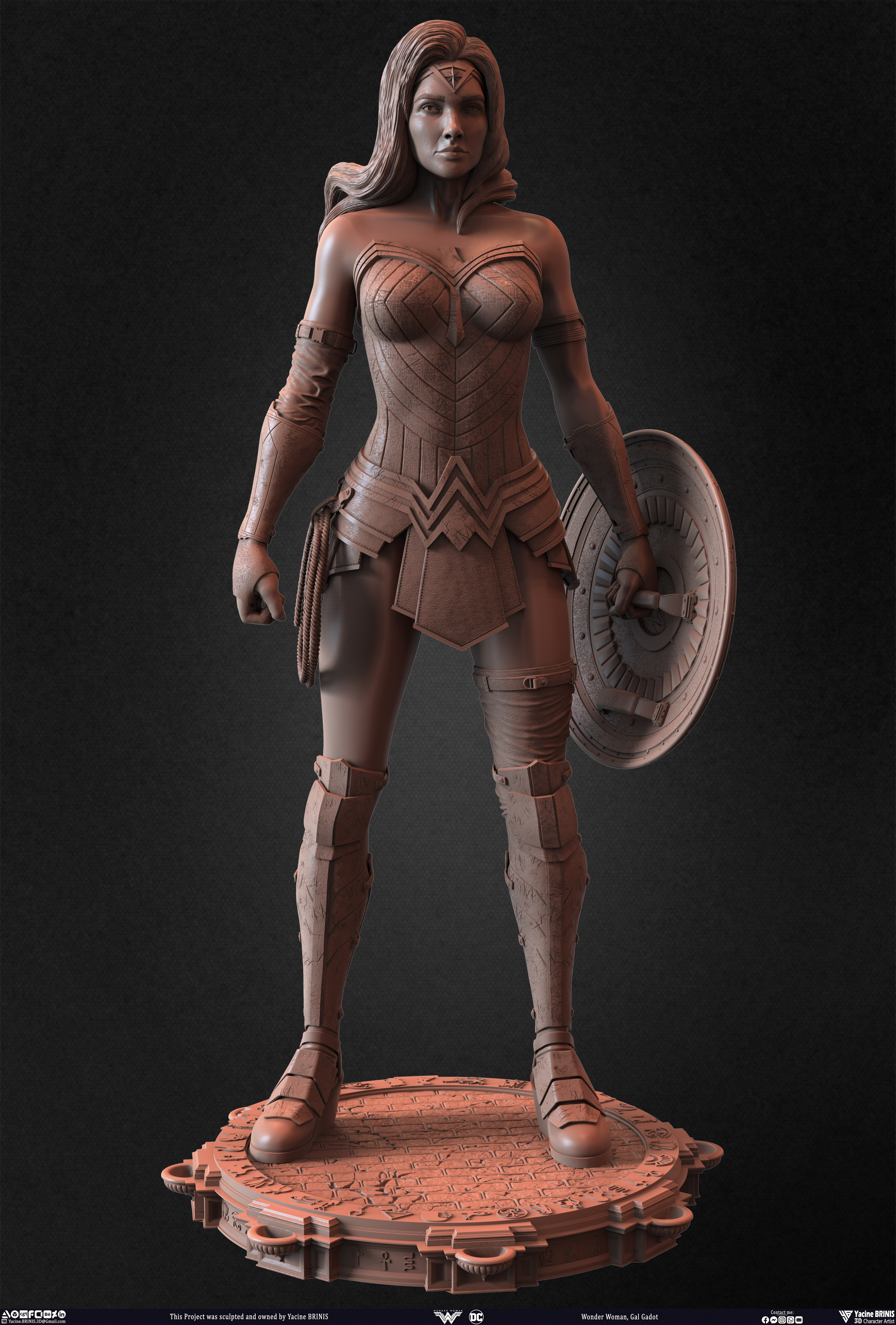 Wonder Woman Gal Gadot 3D Model sculpted by Yacine BRINIS 006