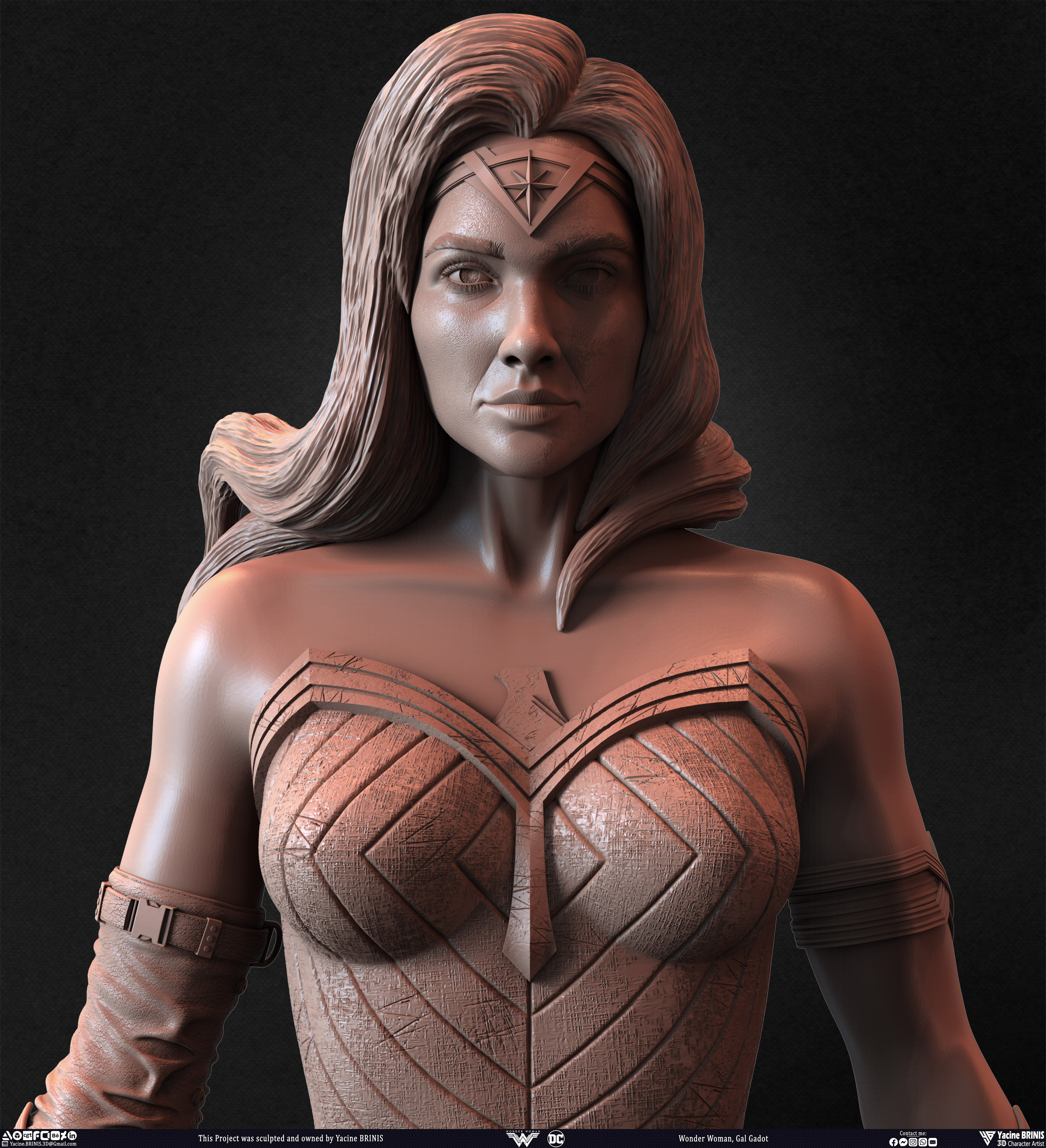 Wonder Woman Gal Gadot 3D Model sculpted by Yacine BRINIS 008
