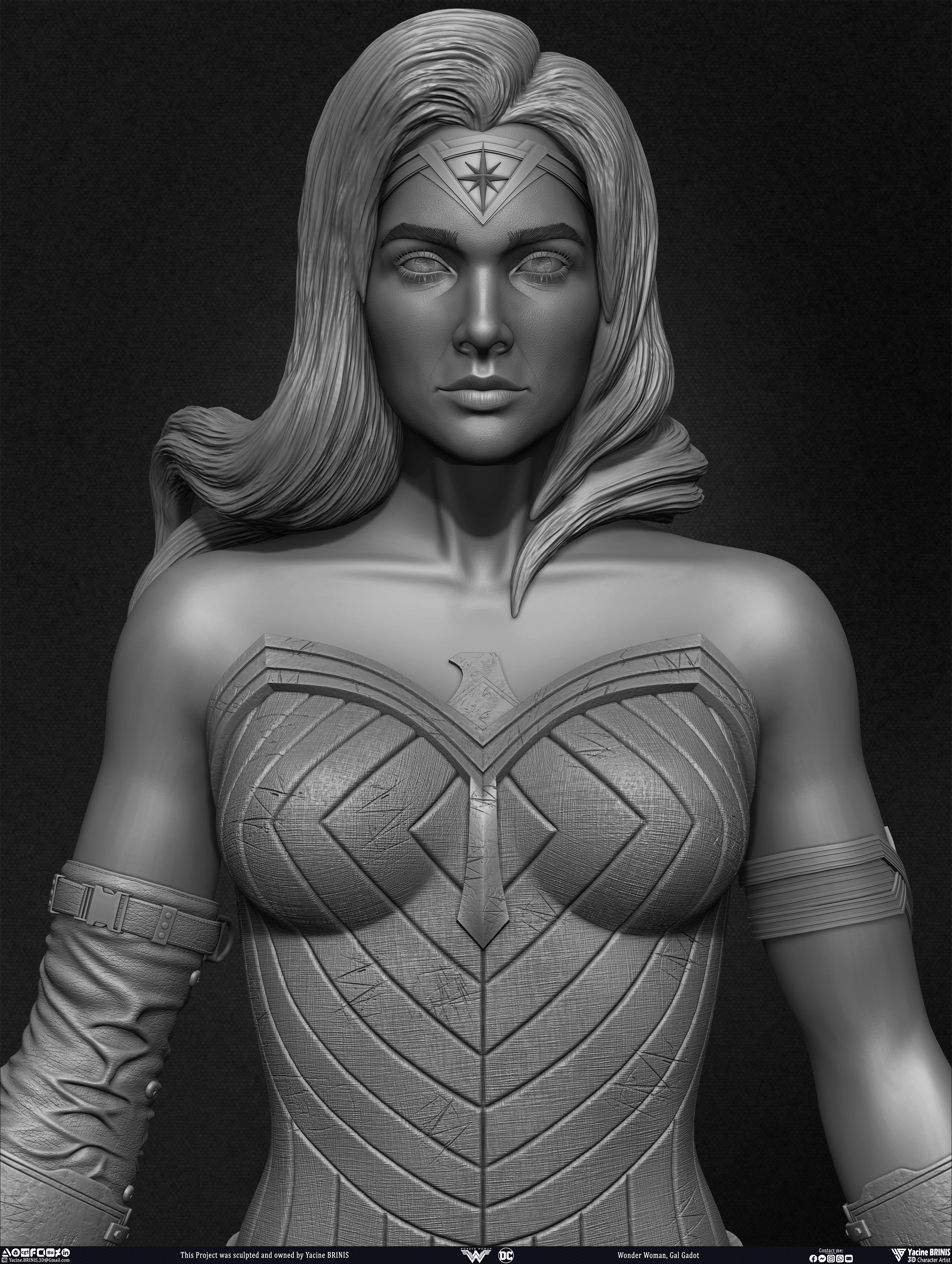 Wonder Woman Gal Gadot 3D Model sculpted by Yacine BRINIS 009