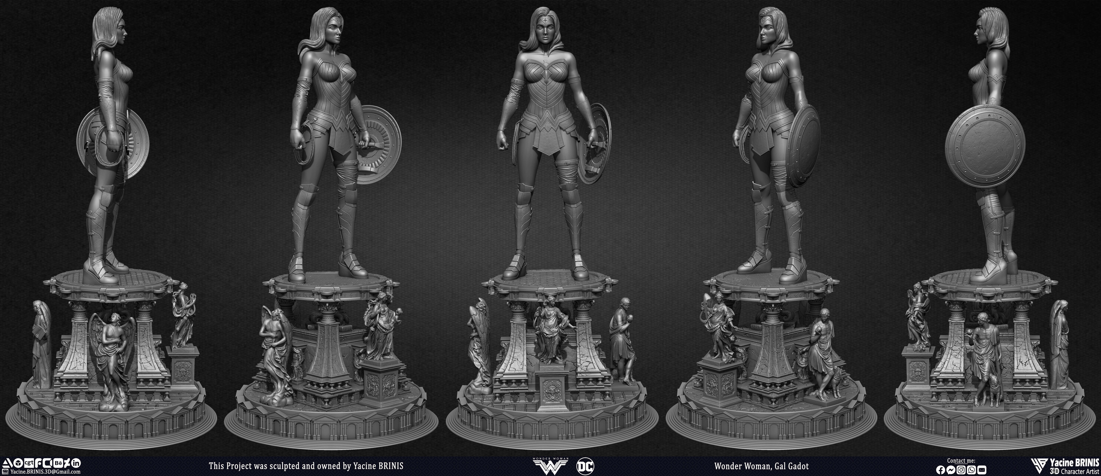 Wonder Woman Gal Gadot 3D Model sculpted by Yacine BRINIS 010