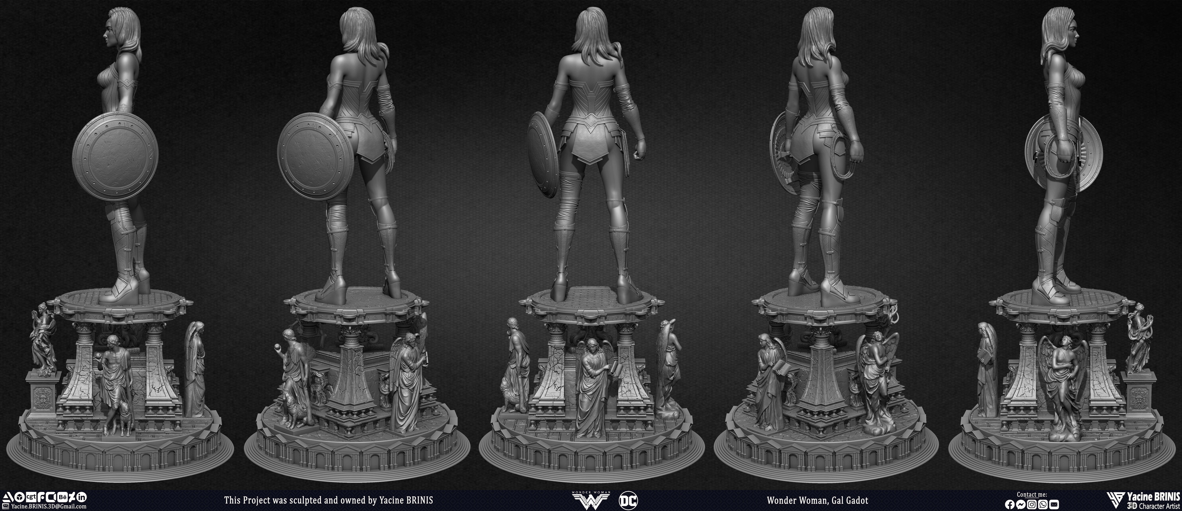 Wonder Woman Gal Gadot 3D Model sculpted by Yacine BRINIS 011