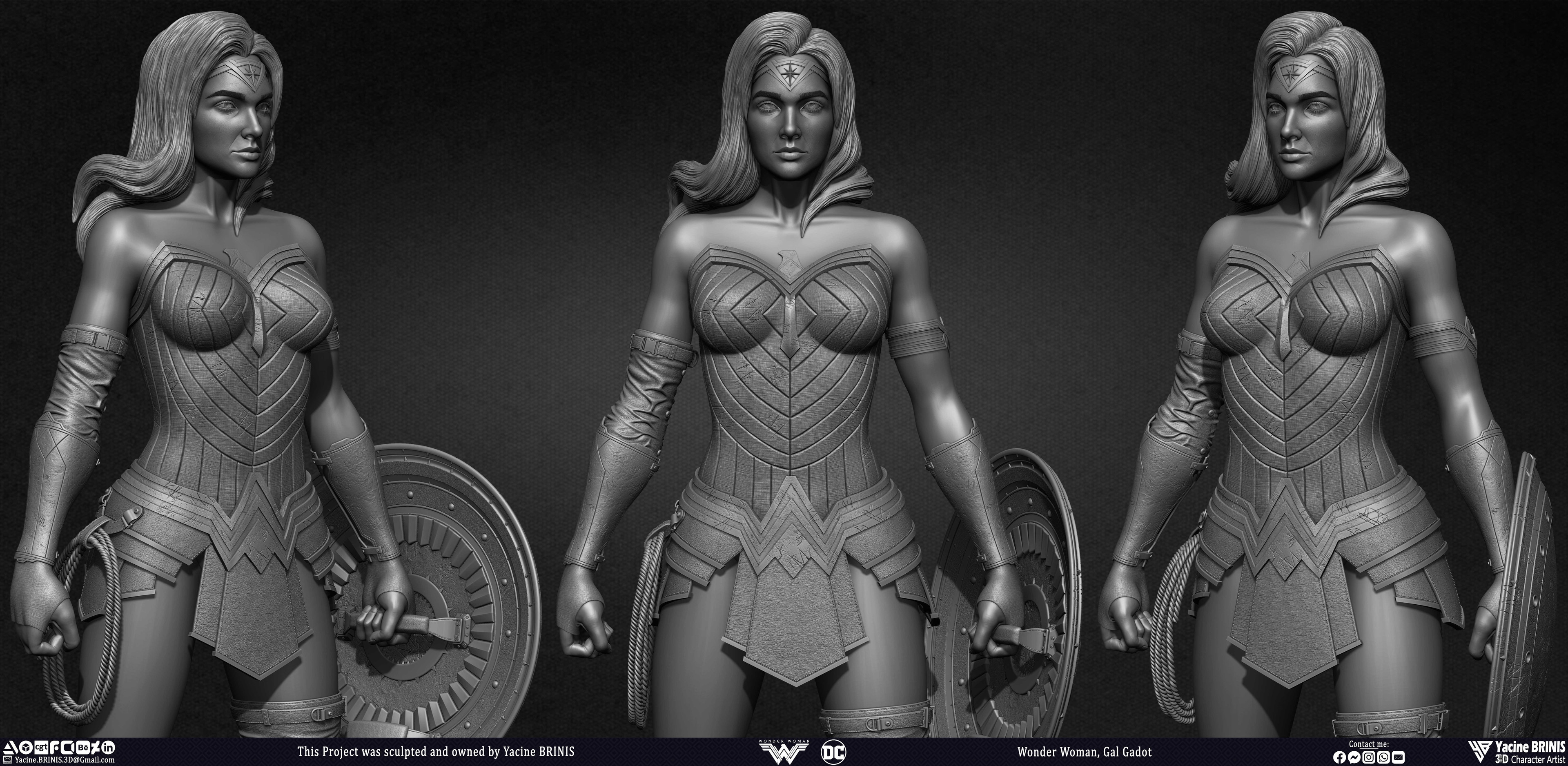 Wonder Woman Gal Gadot 3D Model sculpted by Yacine BRINIS 014