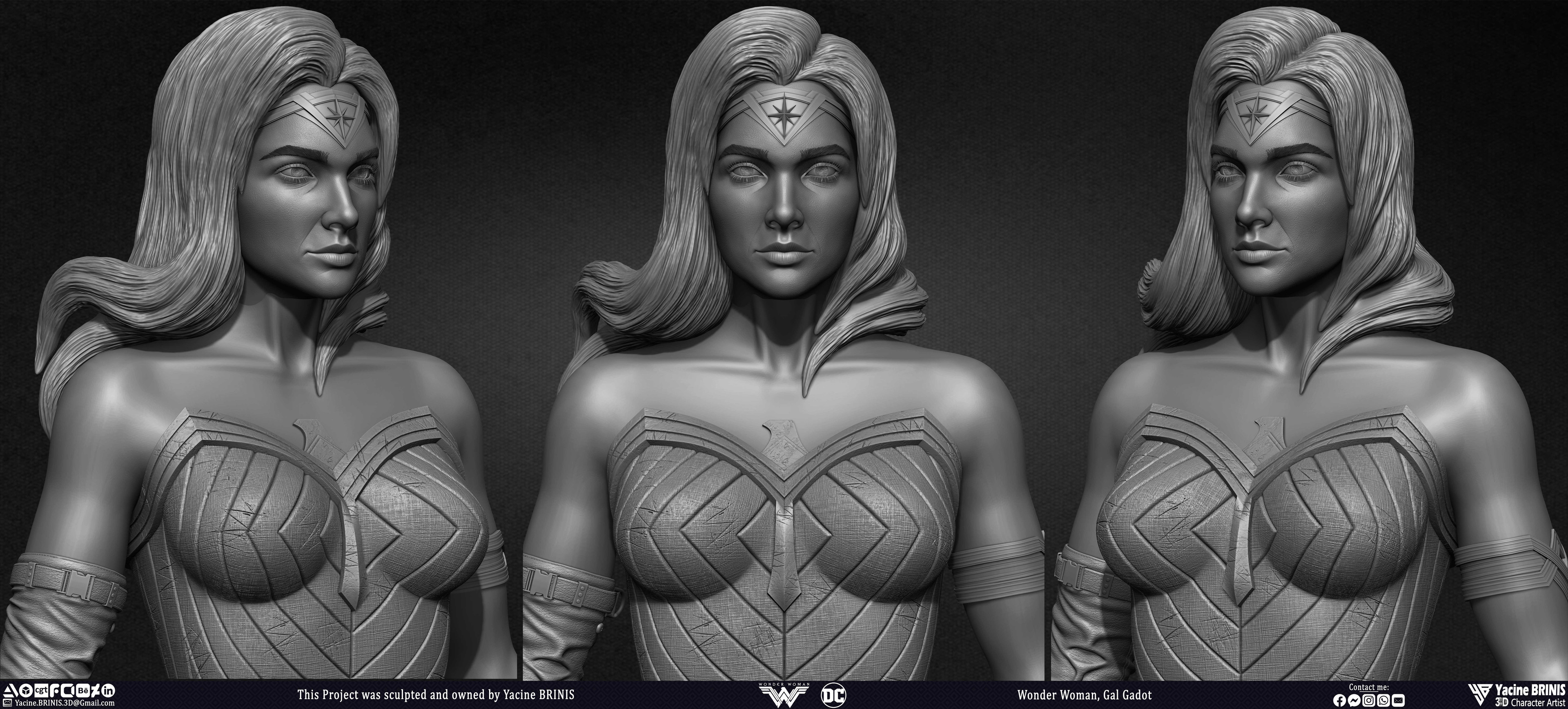 Wonder Woman Gal Gadot 3D Model sculpted by Yacine BRINIS 015