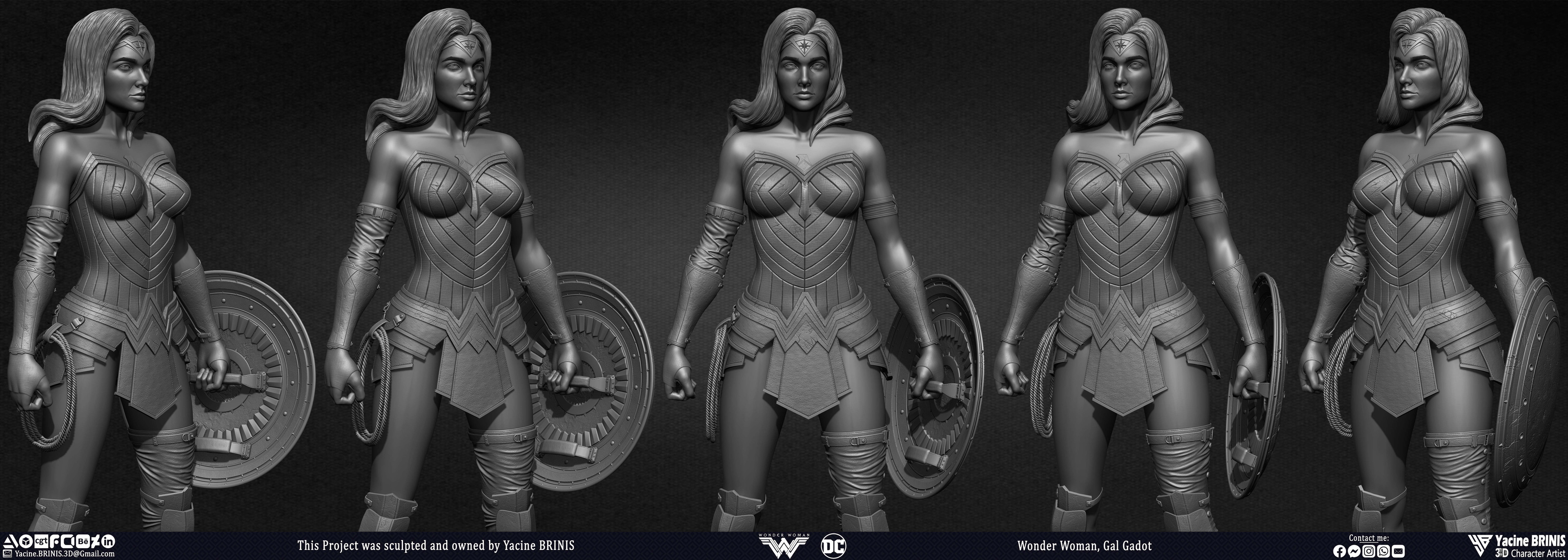 Wonder Woman Gal Gadot 3D Model sculpted by Yacine BRINIS 016