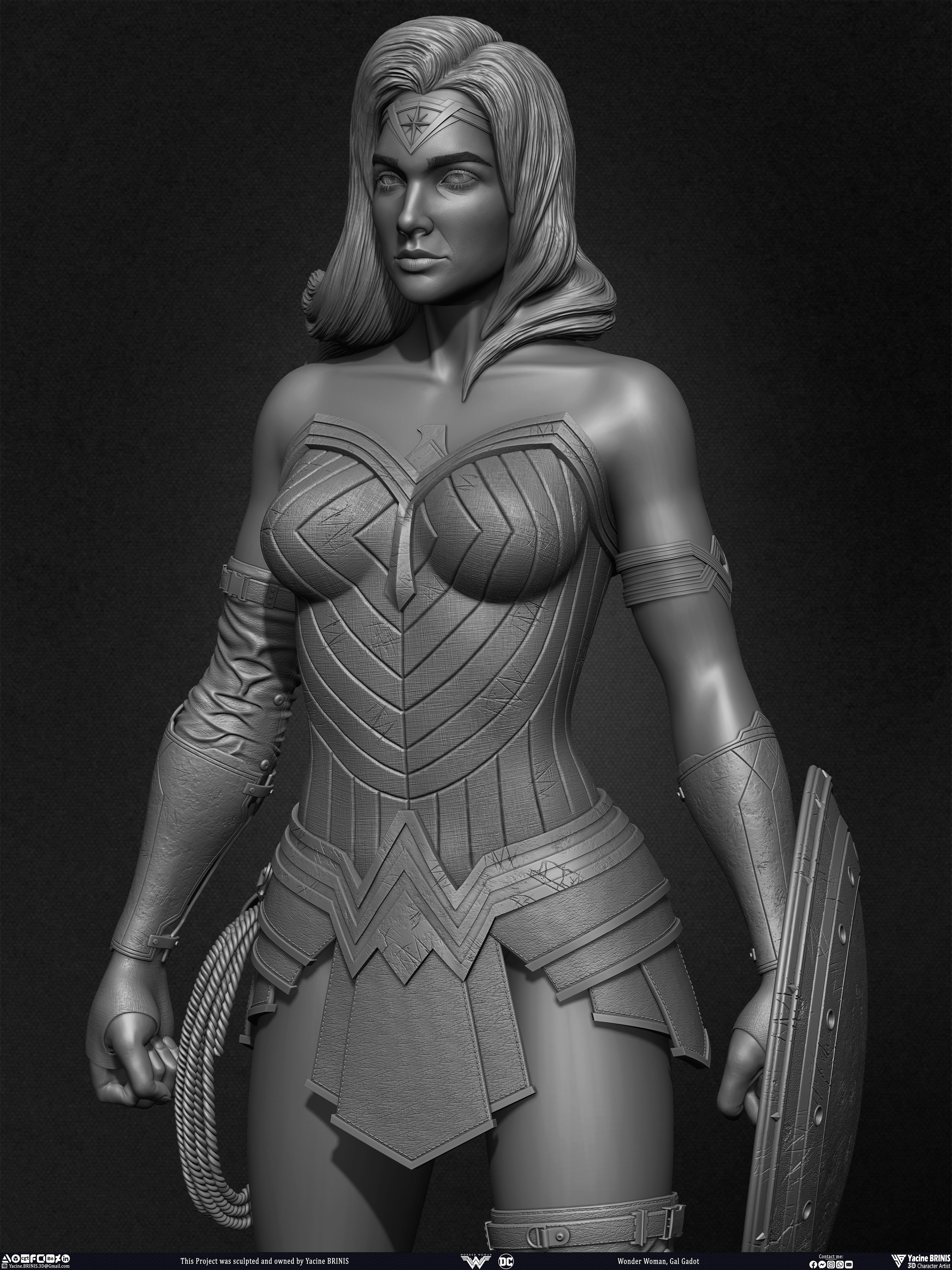 Wonder Woman Gal Gadot 3D Model sculpted by Yacine BRINIS 022