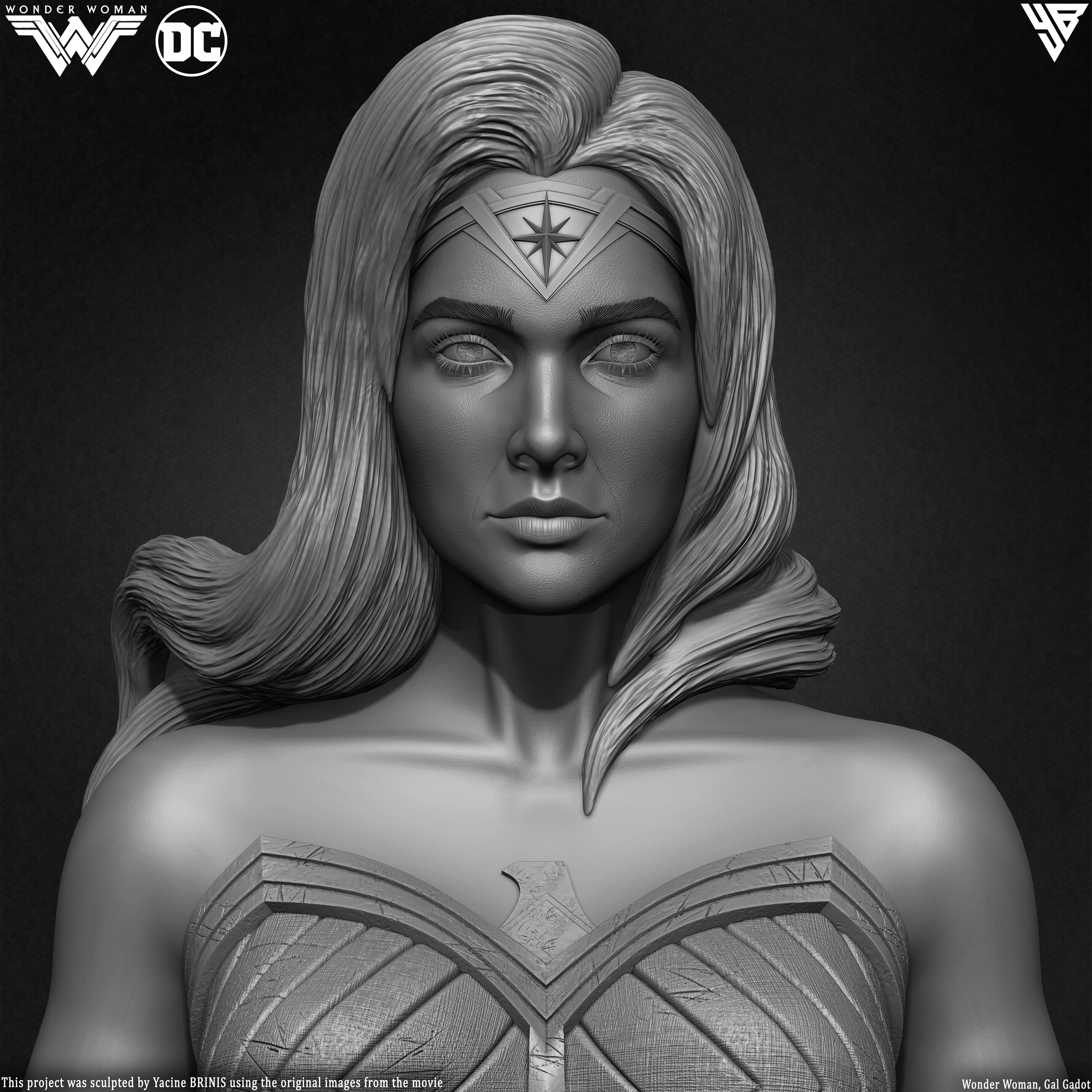 Wonder Woman Gal Gadot 3D Model sculpted by Yacine BRINIS 029