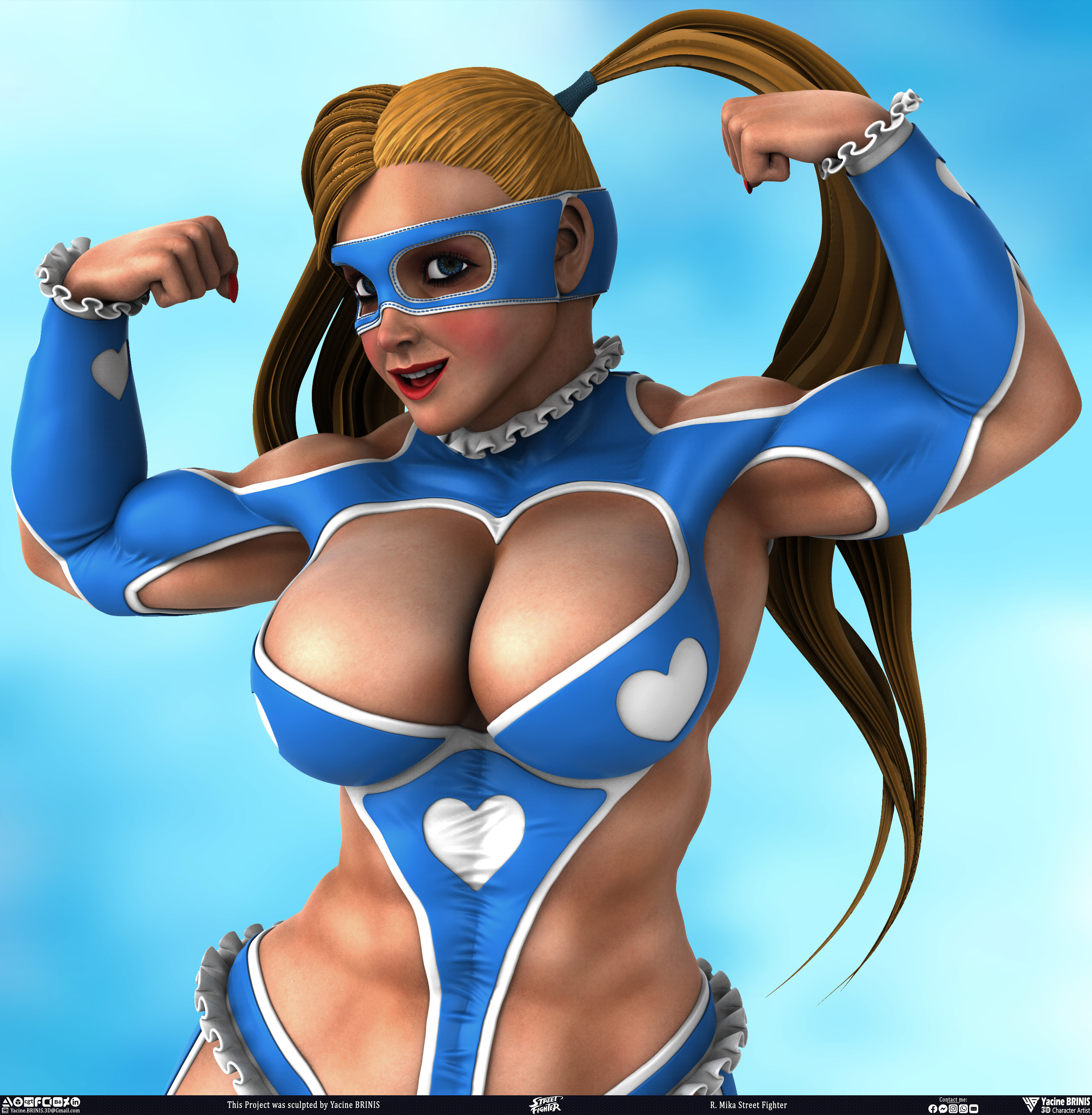 R Mika Street Fighter Video Game 3D Character sculpted by Yacine BRINIS 015