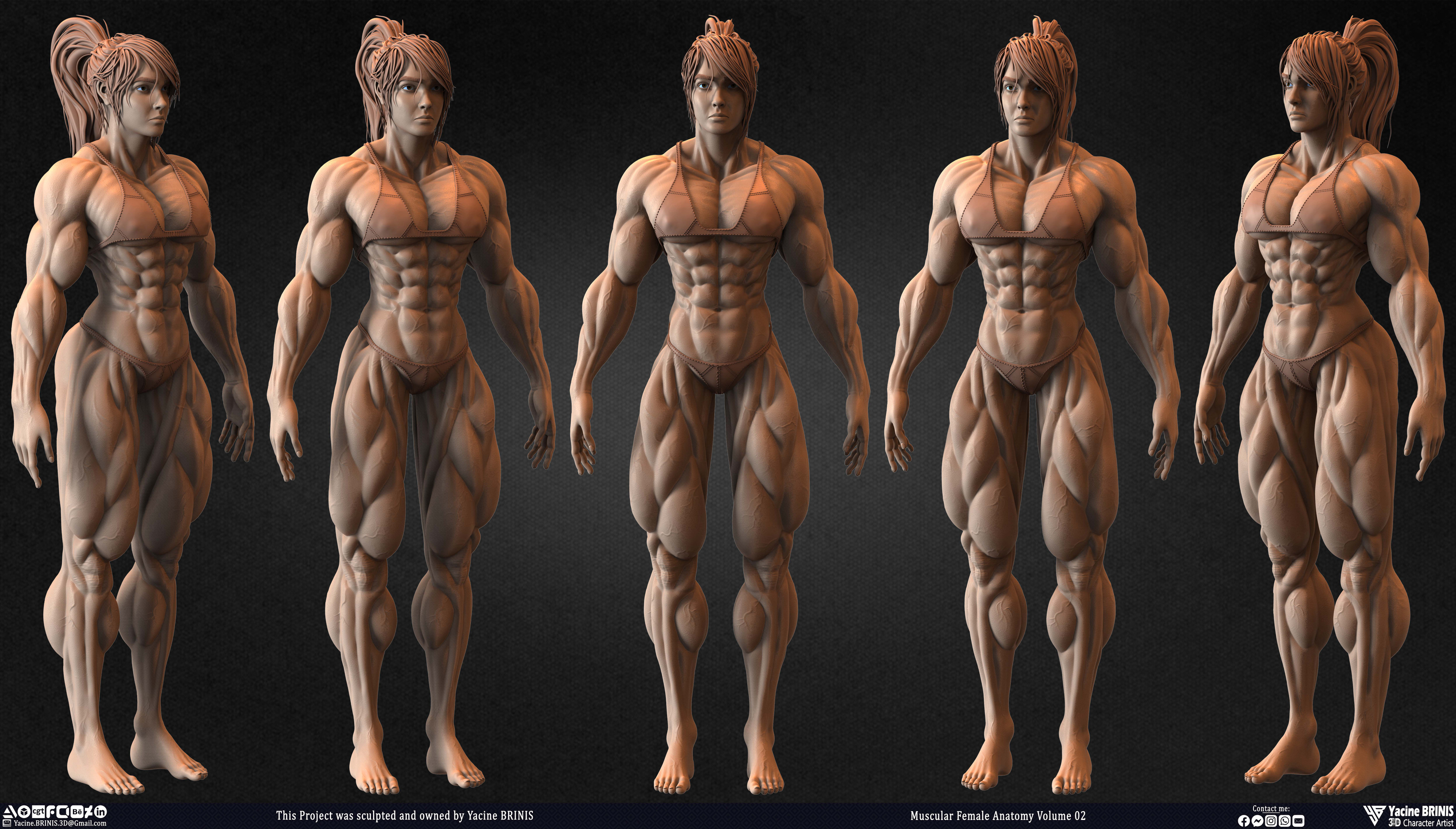 Muscular Female anatomy Volume 02 sculpted by Yacine BRINIS 002