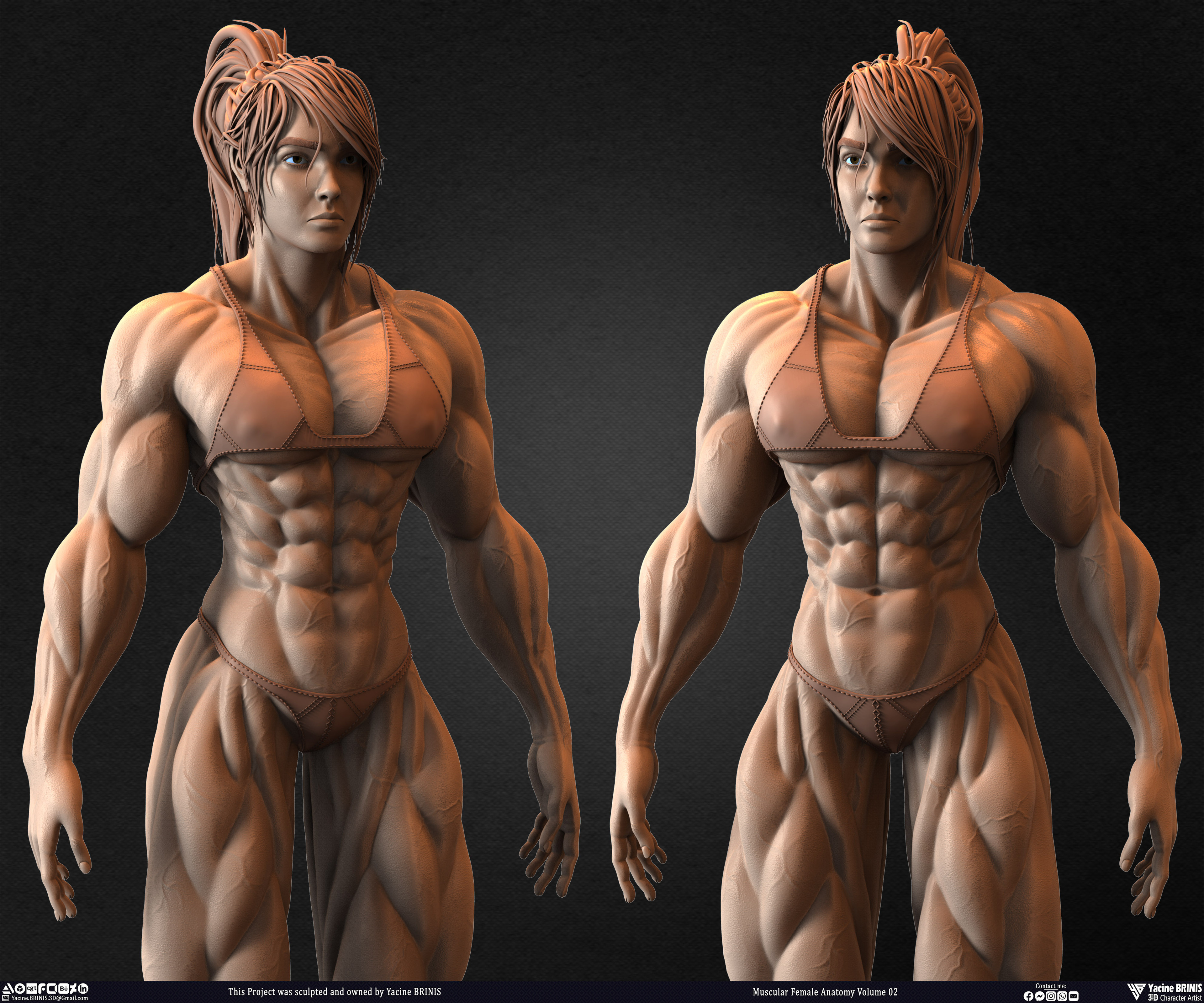 Muscular Female anatomy Volume 02 sculpted by Yacine BRINIS 009