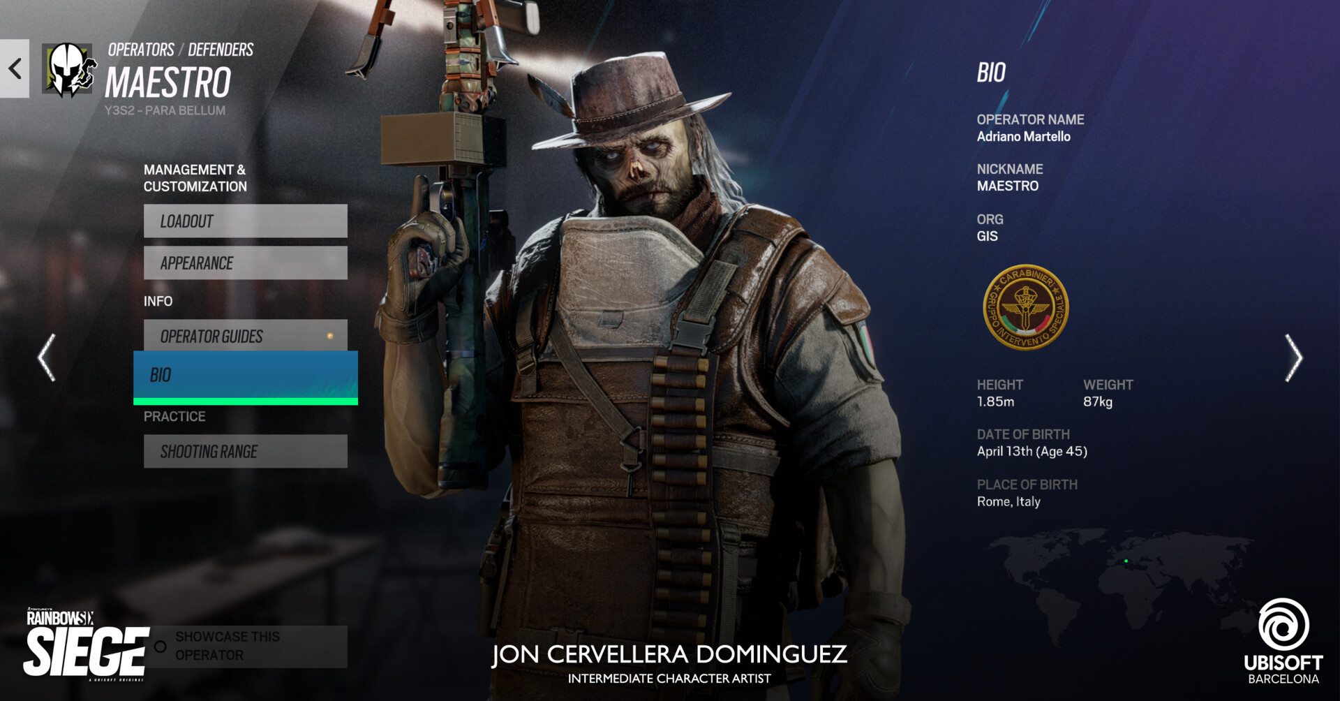 Jon Cervellera Dominguez Rainbow Six Siege Maestro Dead Sheriff
