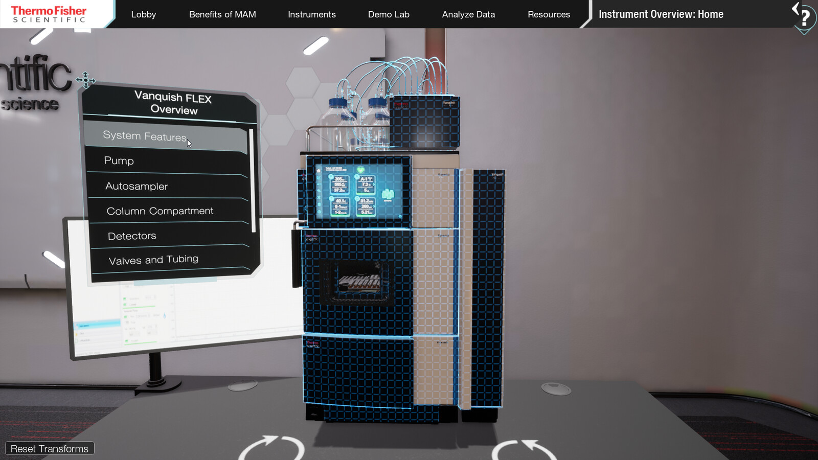 I personally worked on optimizing and animated the "Vanquish FLEX" model and animation. As seen in this image, hovering over specific parts or items in the GUI creates a Glow/Grid effect that high-lights the area of interest