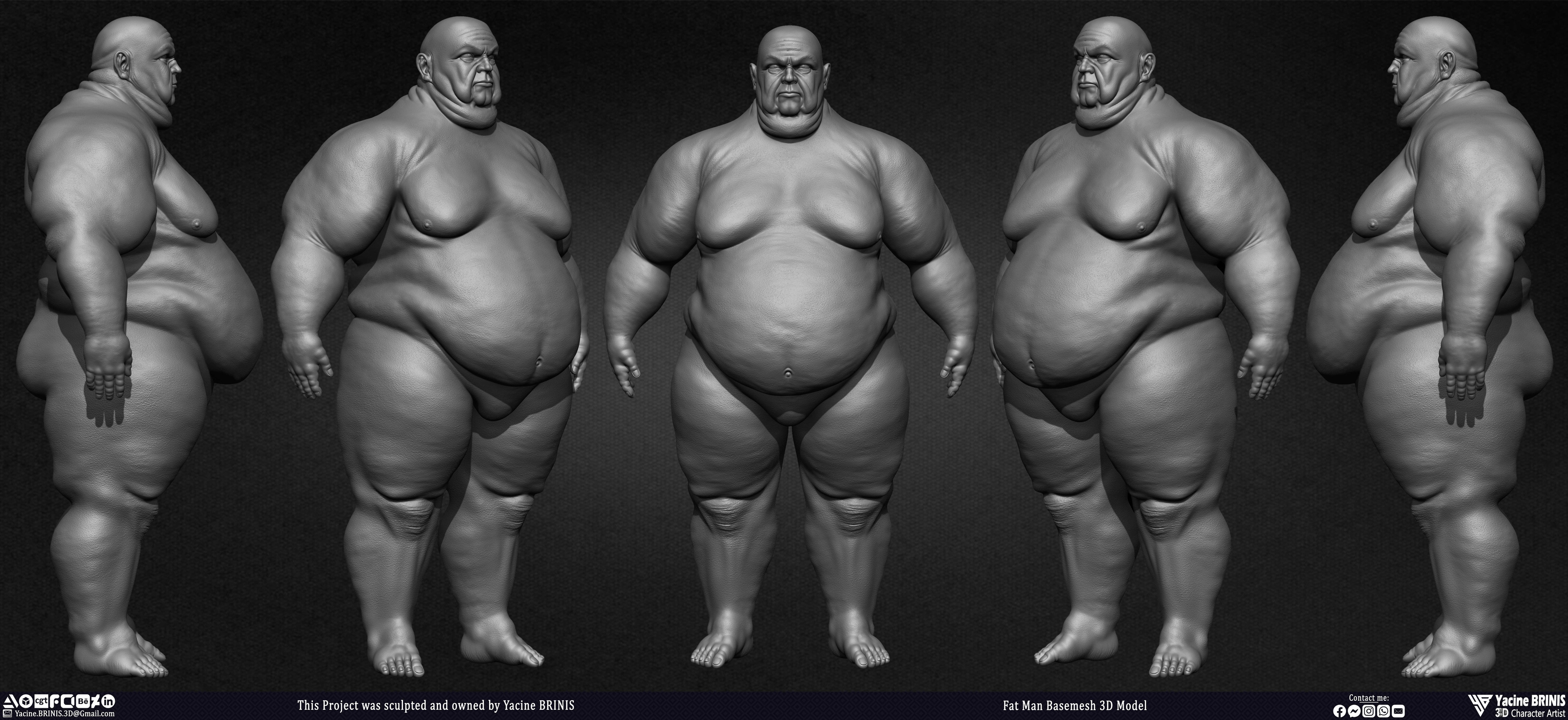 Fat man Basemesh 3D Model sculpted by Yacine BRINIS 001