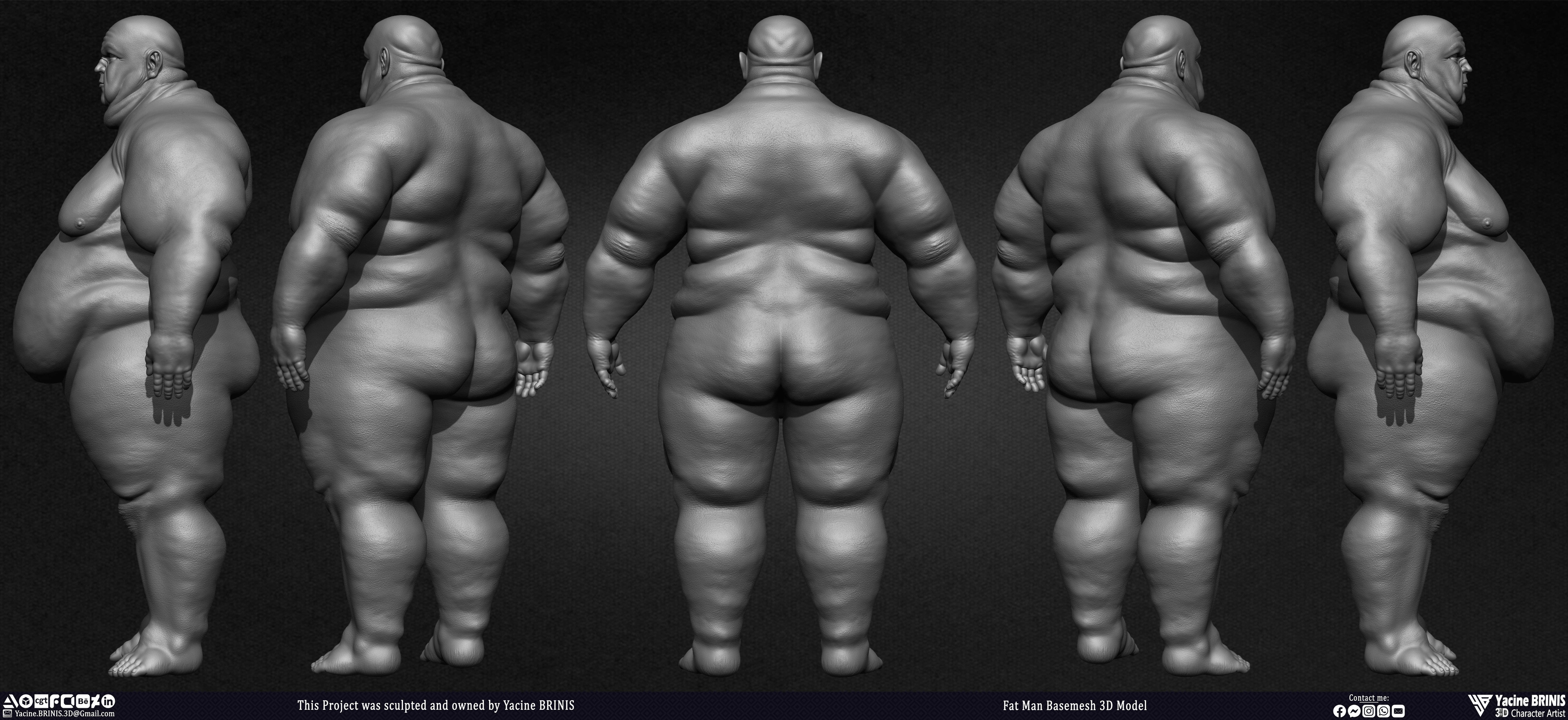 Fat man Basemesh 3D Model sculpted by Yacine BRINIS 002