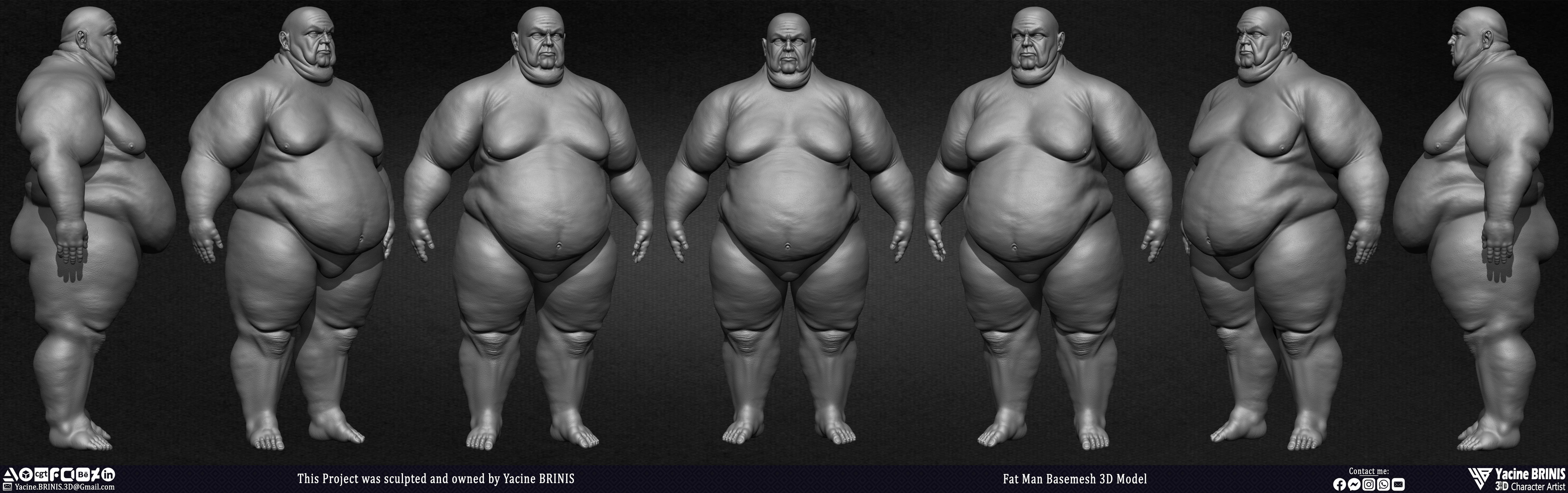 Fat man Basemesh 3D Model sculpted by Yacine BRINIS 003