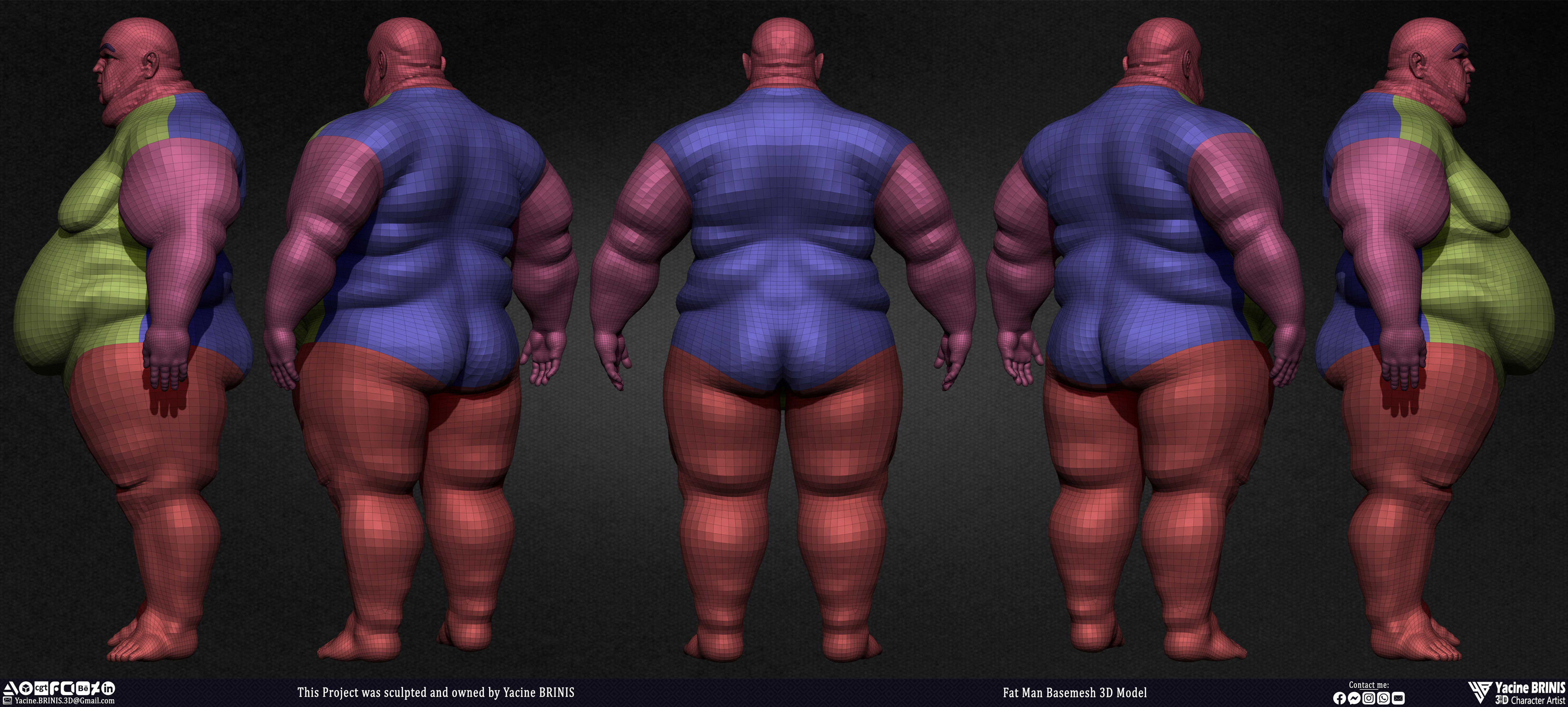 Fat man Basemesh 3D Model sculpted by Yacine BRINIS 006