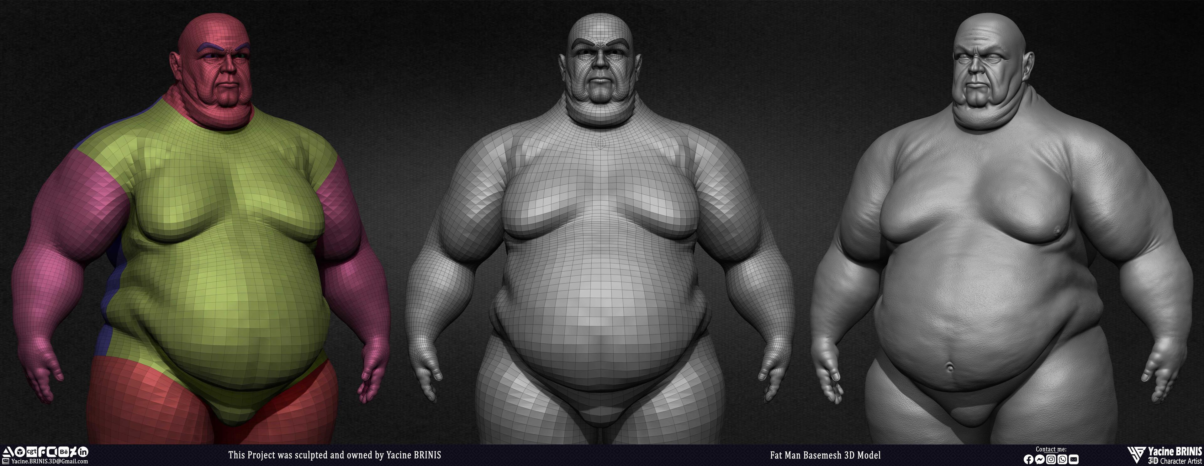 Fat man Basemesh 3D Model sculpted by Yacine BRINIS 008