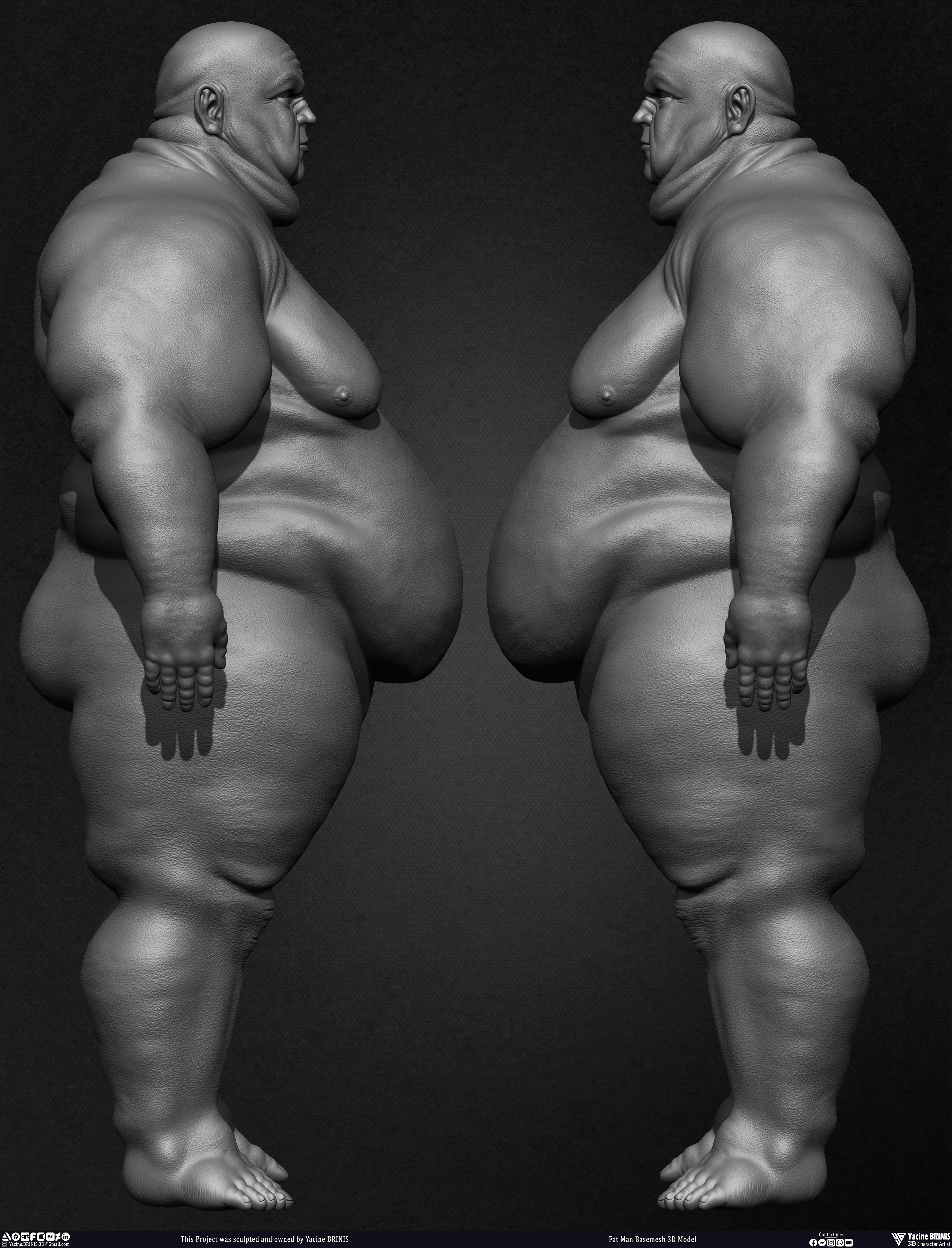 Fat man Basemesh 3D Model sculpted by Yacine BRINIS 013