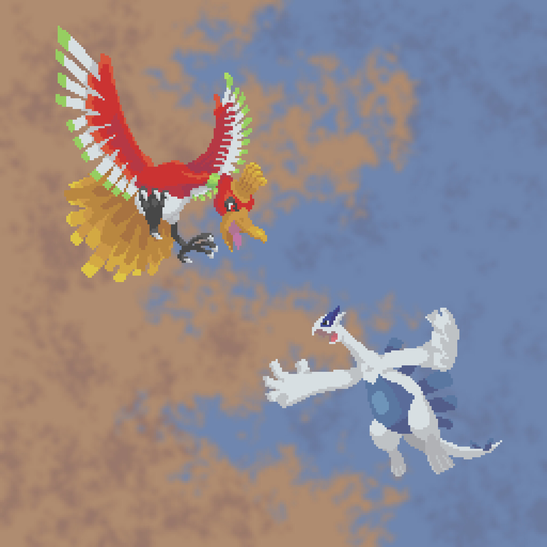 ArtStation - Ho-oh versus Lugia