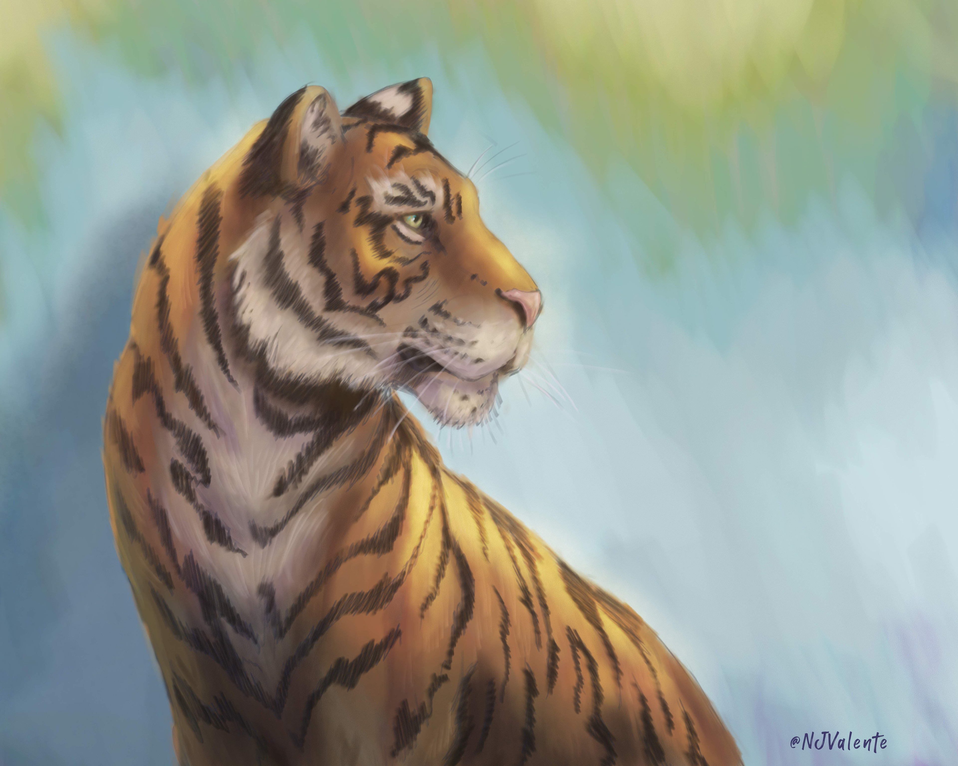 Tiger digital painting done in Corel Painter.