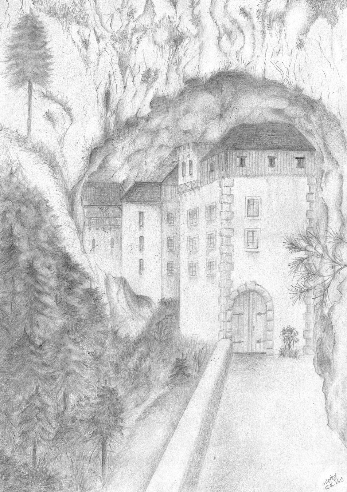Predjamski Grad - a pencil sketch