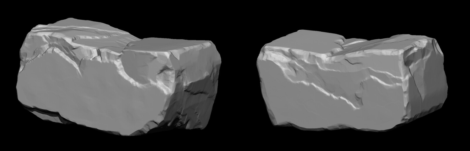 My first zbrush rock sculpts. Not the best.