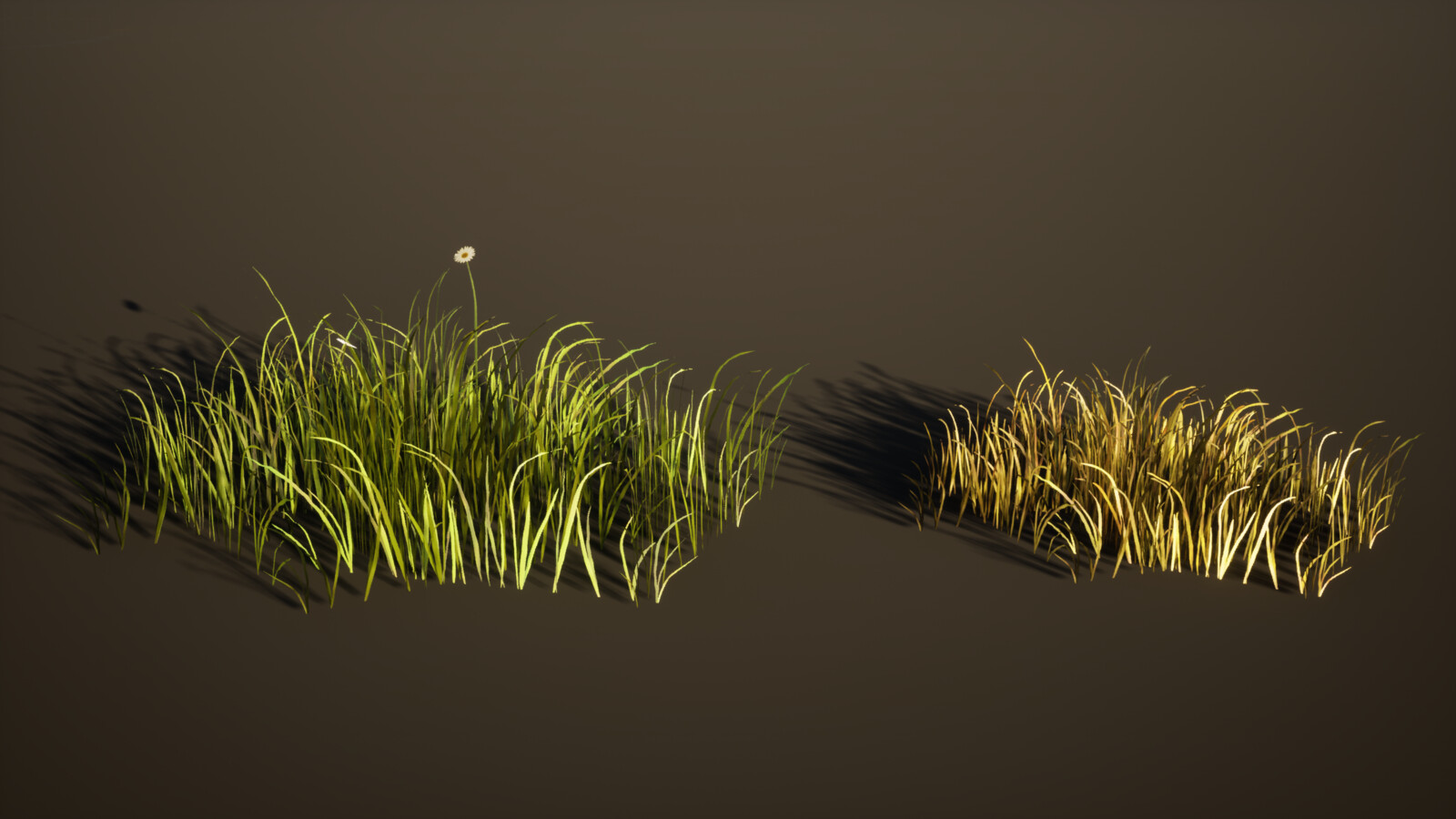 grass created as high res then baked down to planes and assembled in blender
