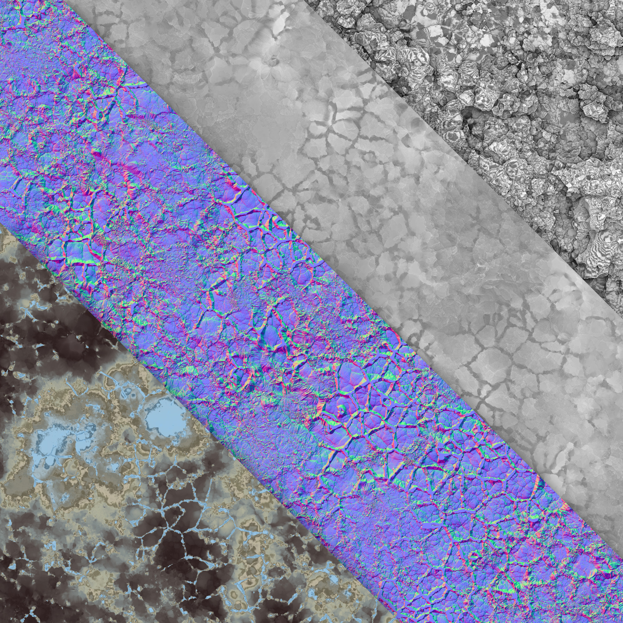 Diffuse, normal, roughness and ambient occlusion.