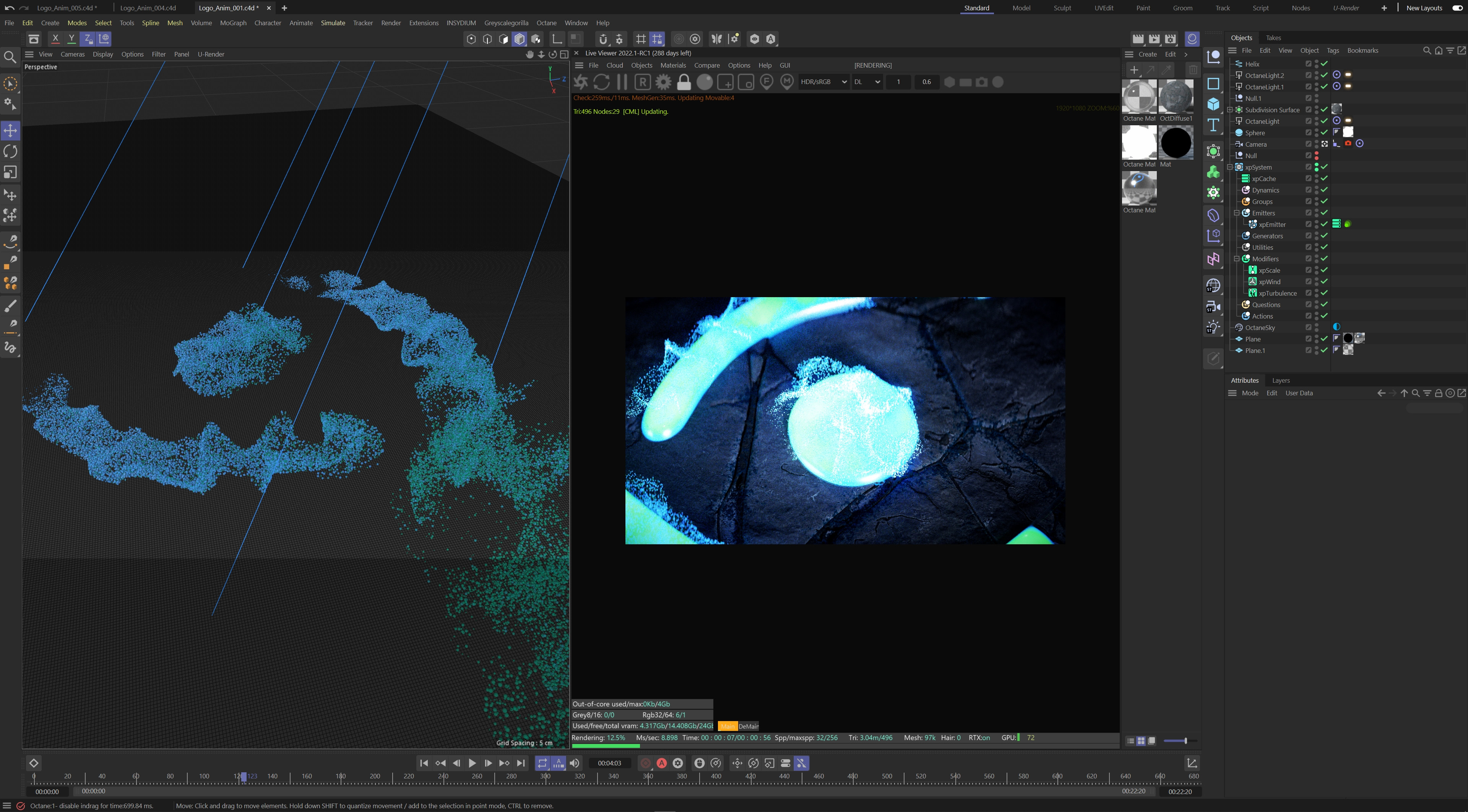 Elements in Cinema4D - Main Program used for animating logos