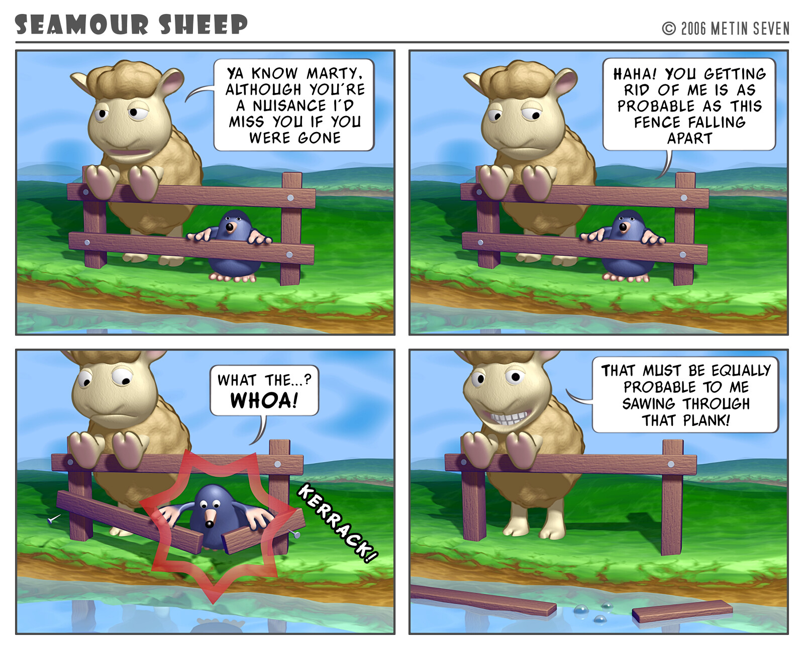 Seamour Sheep and Marty Mole comic strip episode: Probability