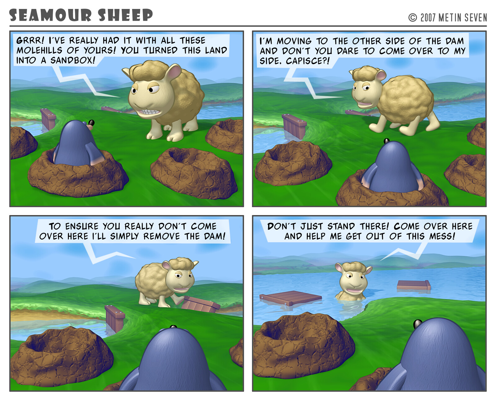 Seamour Sheep and Marty Mole comic strip episode: Sandbox