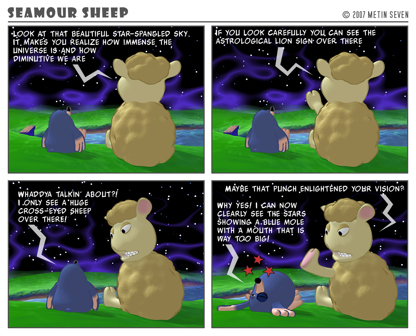 Seamour Sheep and Marty Mole comic strip episode: Stars