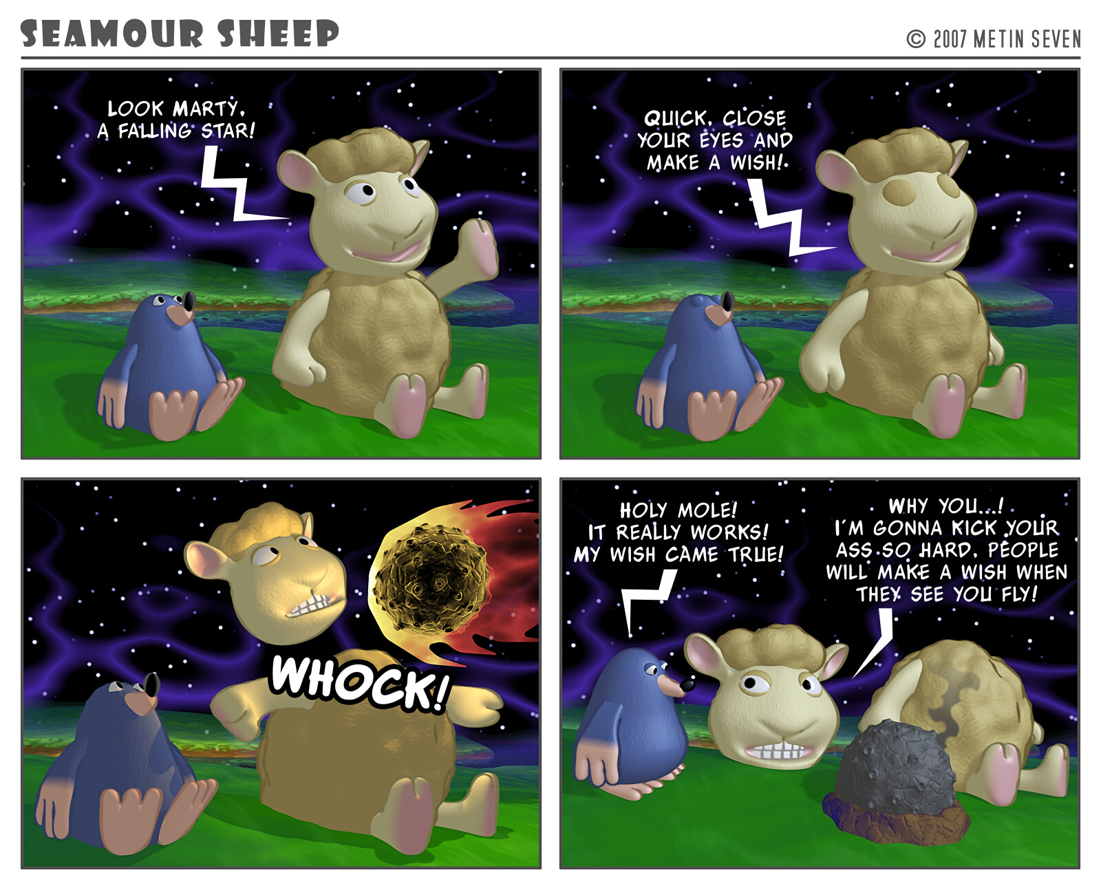 Seamour Sheep and Marty Mole comic strip episode: Wish