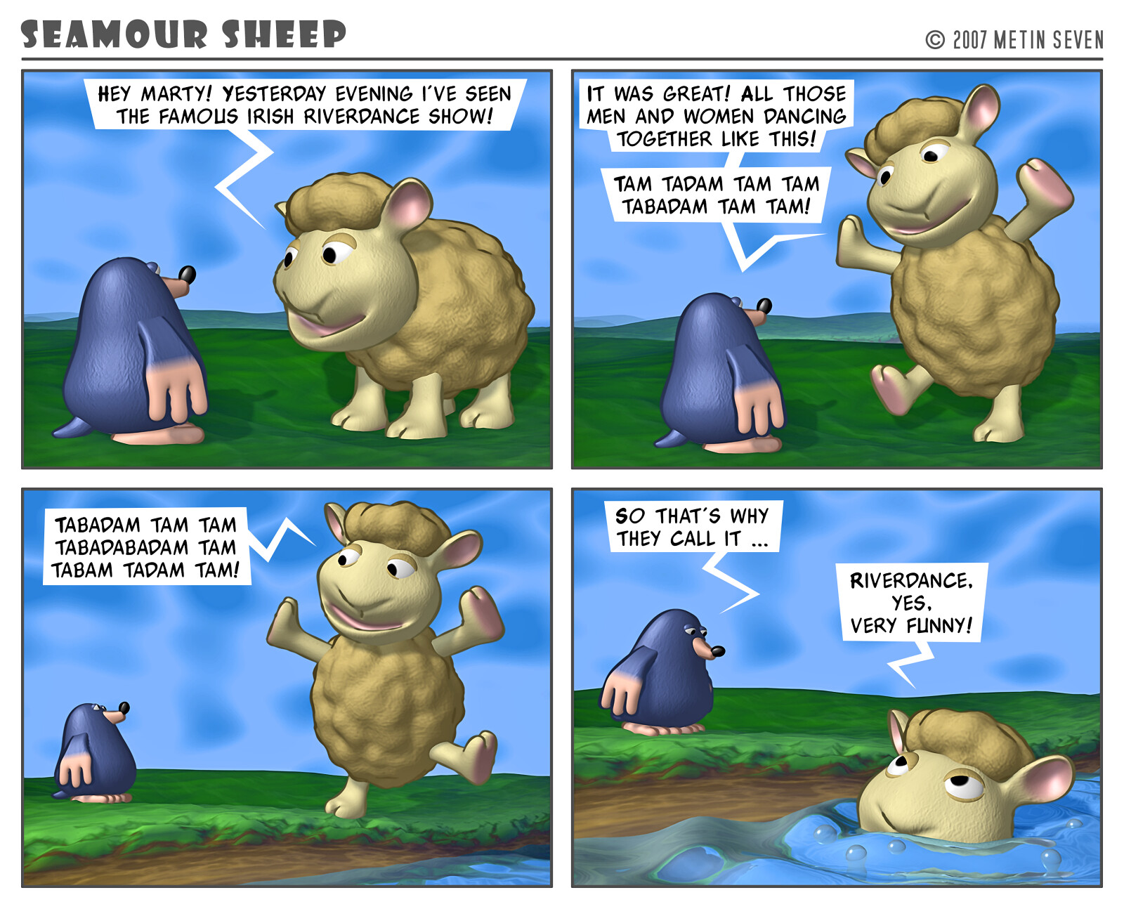 Seamour Sheep and Marty Mole comic strip episode: Riverdance