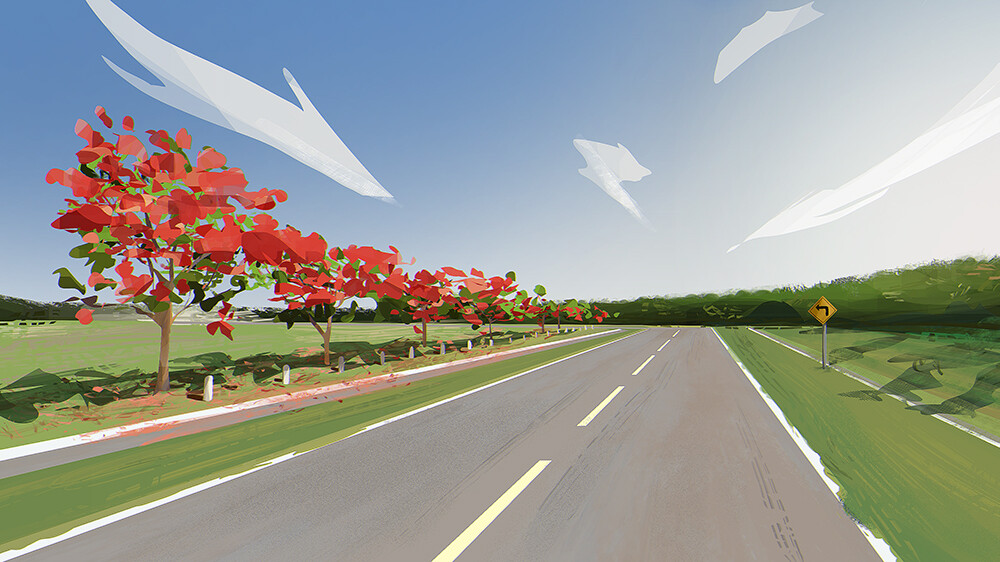 Mapcrunch - route aux arbres rouges