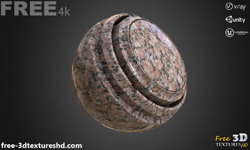 3D textures PBR free Download - Red granite Marble 3d Texture PBR 